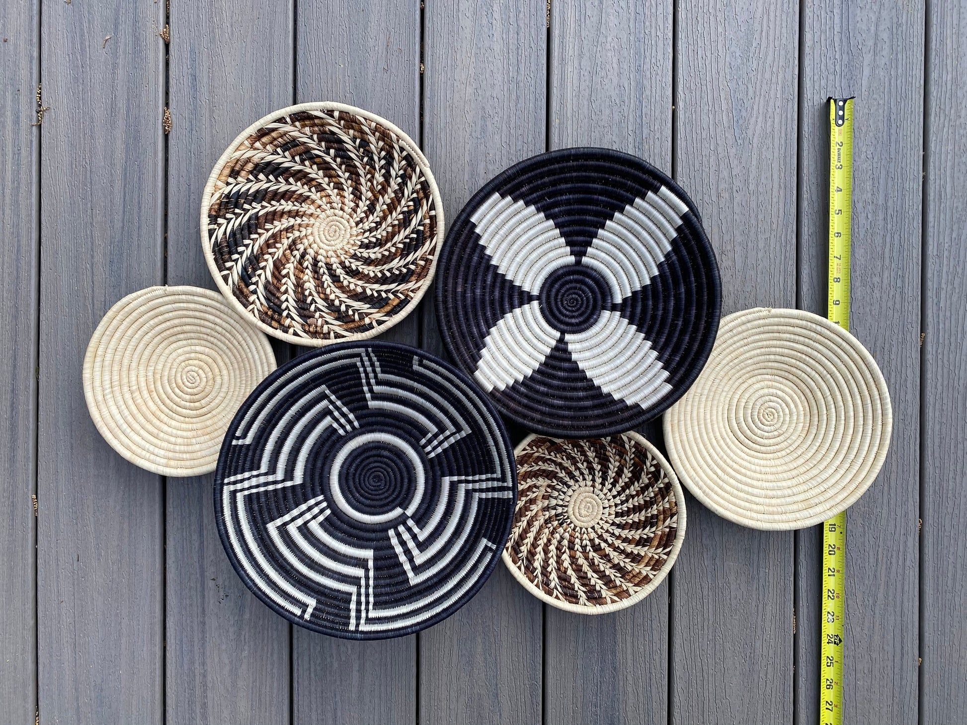 Moon’s Assorted Set of 6 African Baskets 7.5”-12” Wall Baskets Set, Wall hanging decor, African wall basket, Boho wall art 072 2