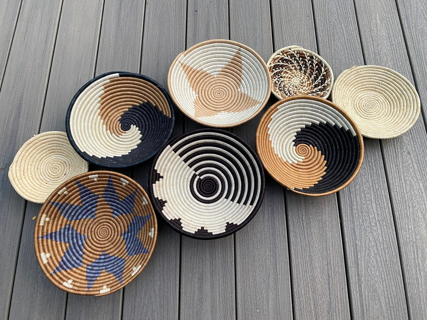 Moon’s Assorted Set of 8 African Baskets 7.5”-12” Wall Baskets Set, Wall hanging decor, African wall basket, Boho wall art 065 1