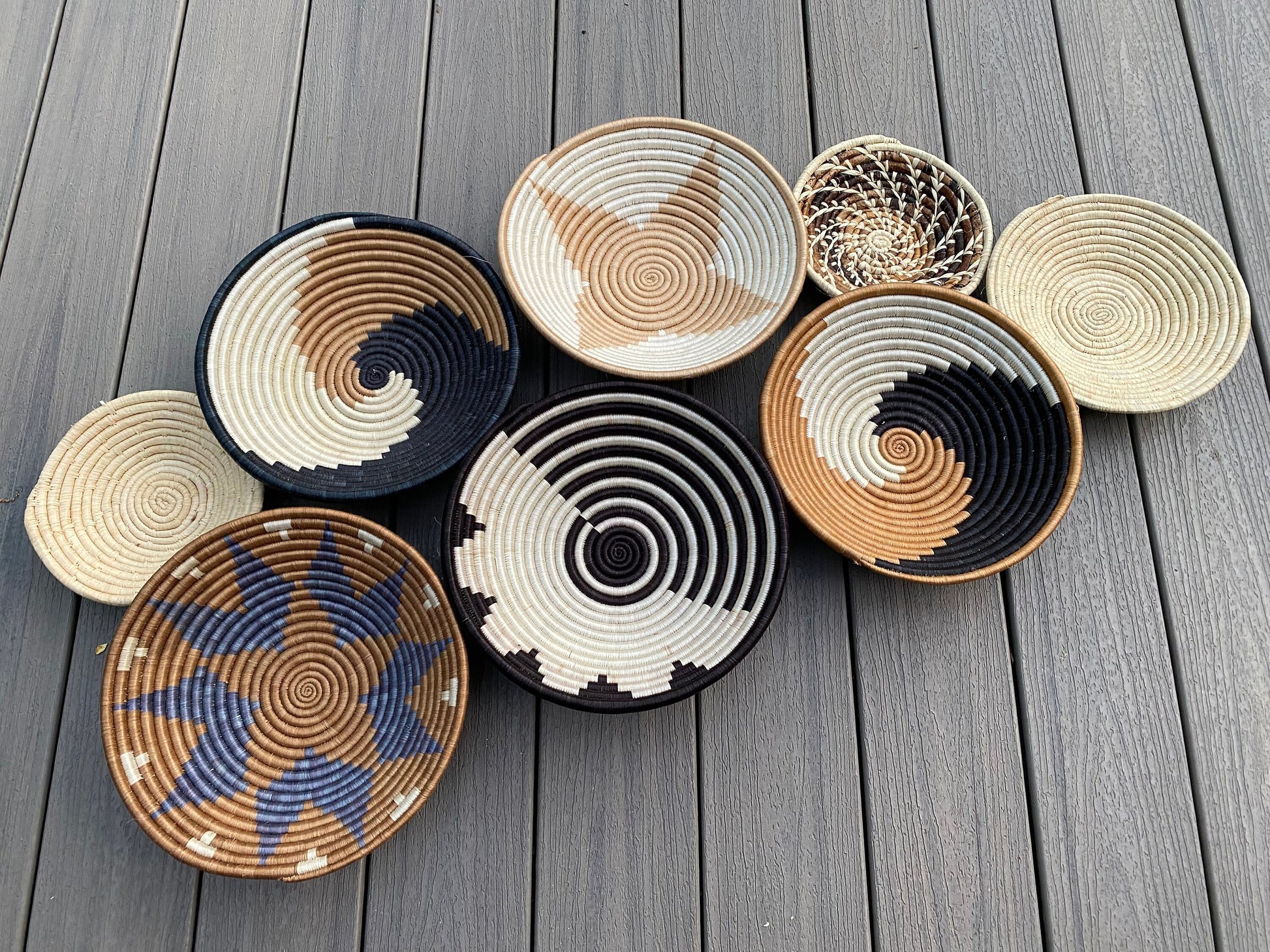 Moon’s Assorted Set of 8 African Baskets 7.5”-12” Wall Baskets Set, Wall hanging decor, African wall basket, Boho wall art 065 1