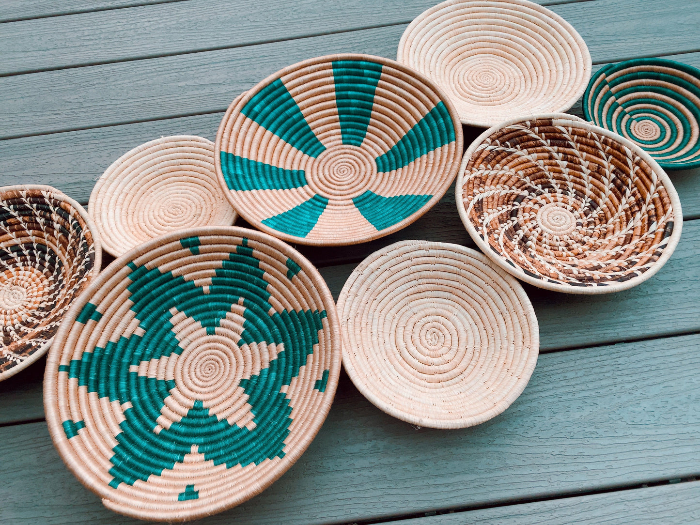 Moon’s Assorted Set of 8 African Baskets 7.5”-12” Wall Baskets Set, Wall hanging decor, African wall basket, Boho wall art 042 4