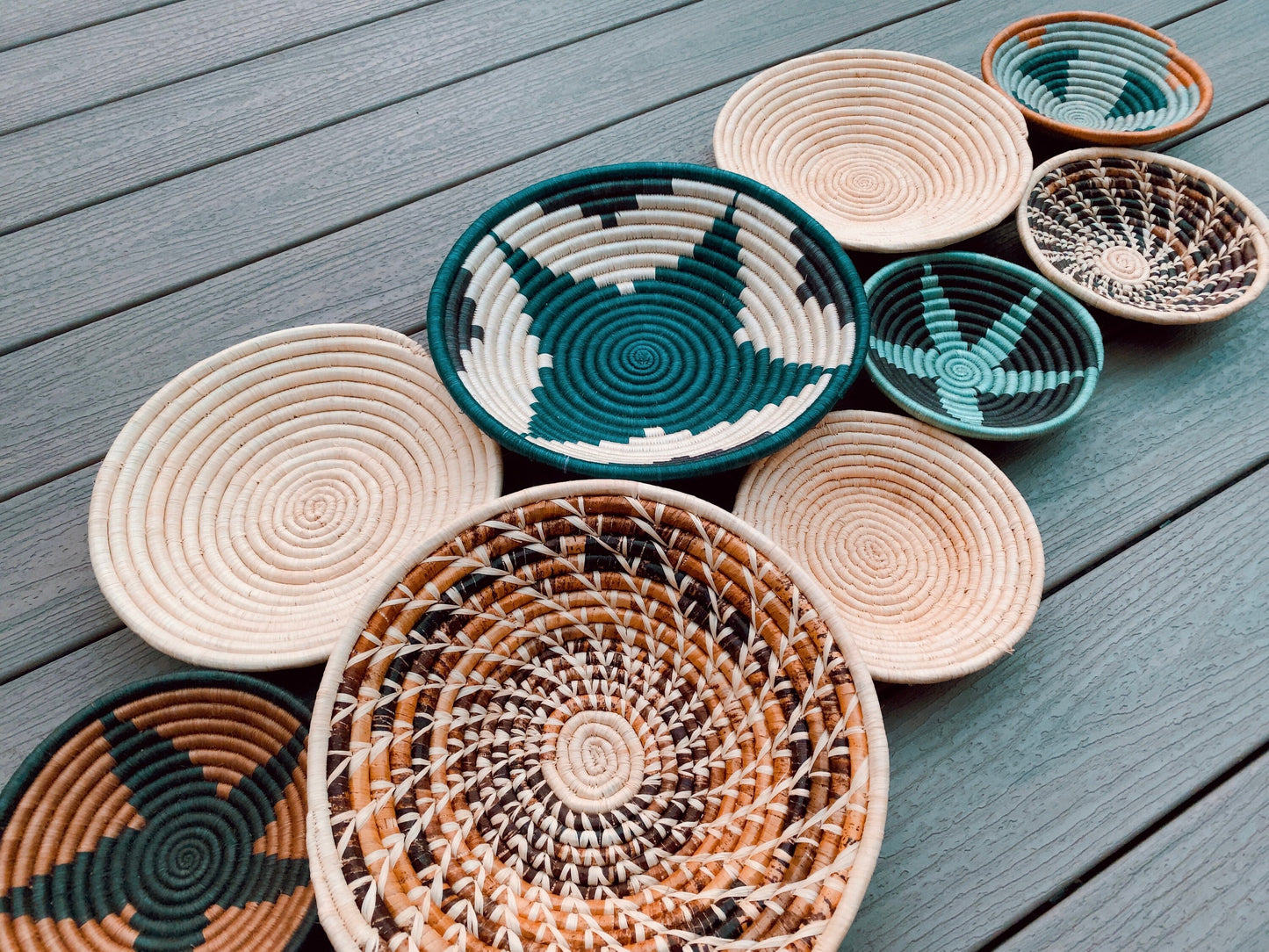 Moon’s Assorted Set of 8 African Baskets 7.5”-12” Wall Baskets Set, Wall hanging decor, African wall basket, Boho wall art 046 2