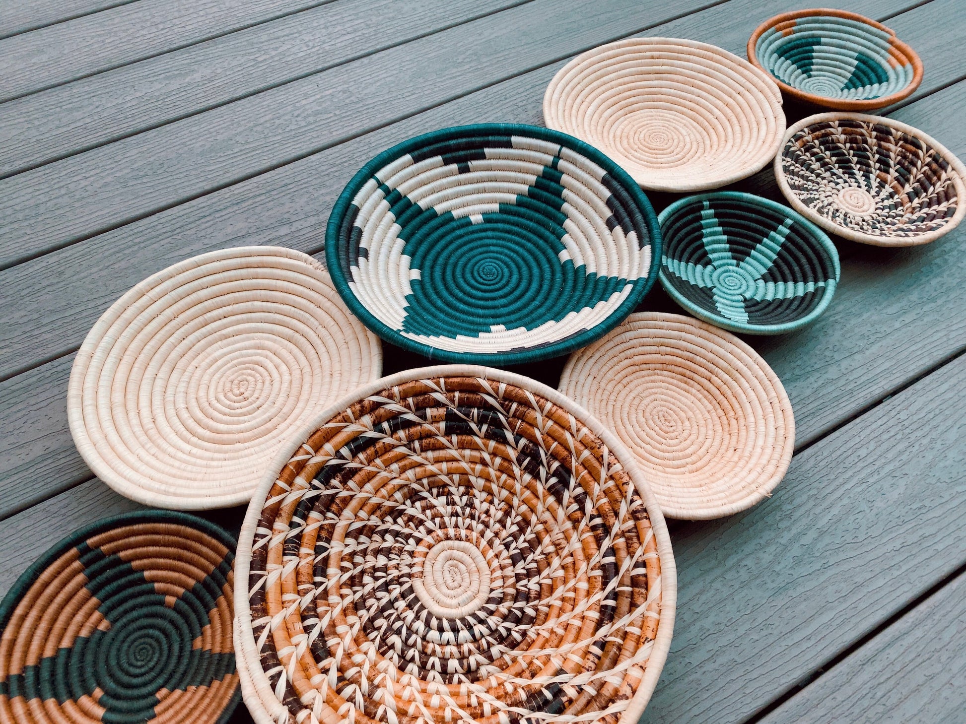 Moon’s Assorted Set of 8 African Baskets 7.5”-12” Wall Baskets Set, Wall hanging decor, African wall basket, Boho wall art 046 2