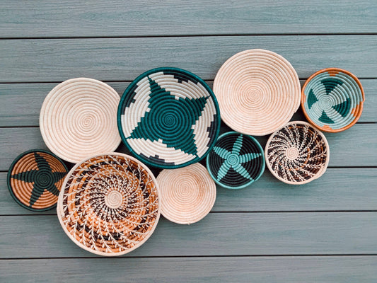 Moon’s Assorted Set of 8 African Baskets 7.5”-12” Wall Baskets Set, Wall hanging decor, African wall basket, Boho wall art 046