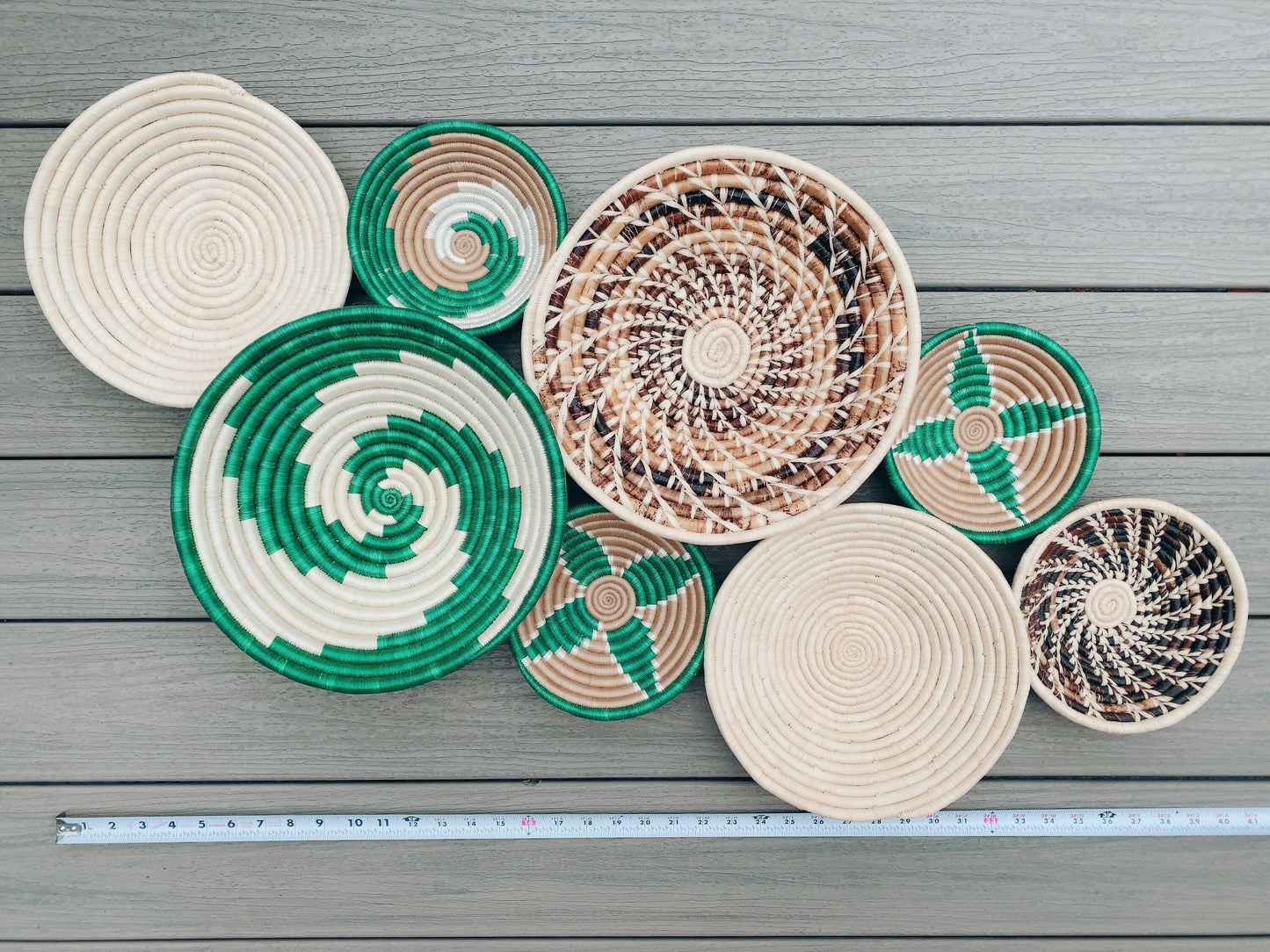 Moon’s Assorted Set of 8 African Baskets 7.5”-12” Wall Baskets Set, Wall hanging decor, African wall basket, Boho wall art 041 2