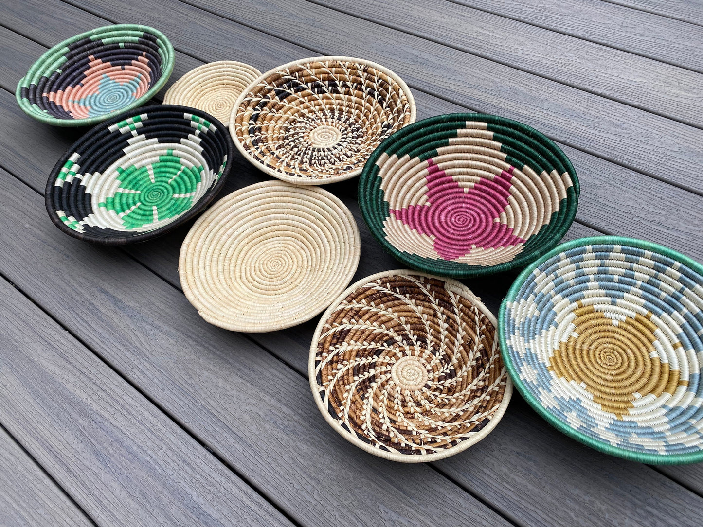 Moon’s Assorted Set of 8 African Baskets 7.5”-12” Wall Baskets Set, Wall hanging decor, African wall basket, Boho wall art 040 2