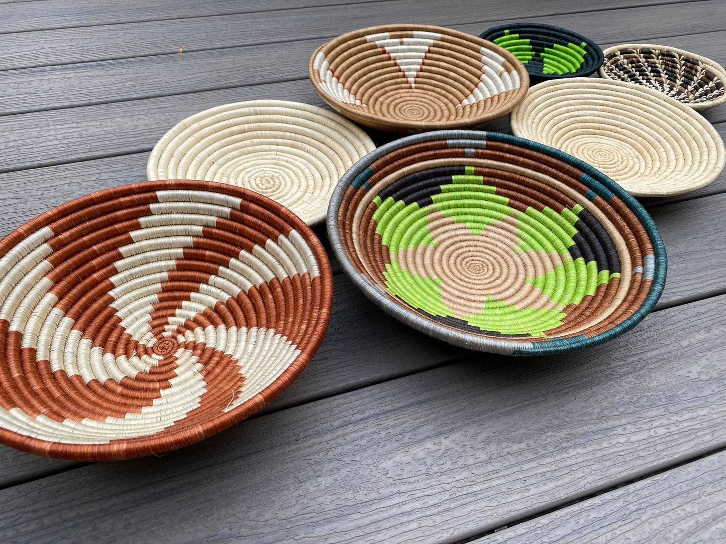 Moon’s Assorted Set of 7 African Baskets 7.5”-12” Wall Baskets Set, Wall hanging decor, African wall basket, Boho wall art 037 4