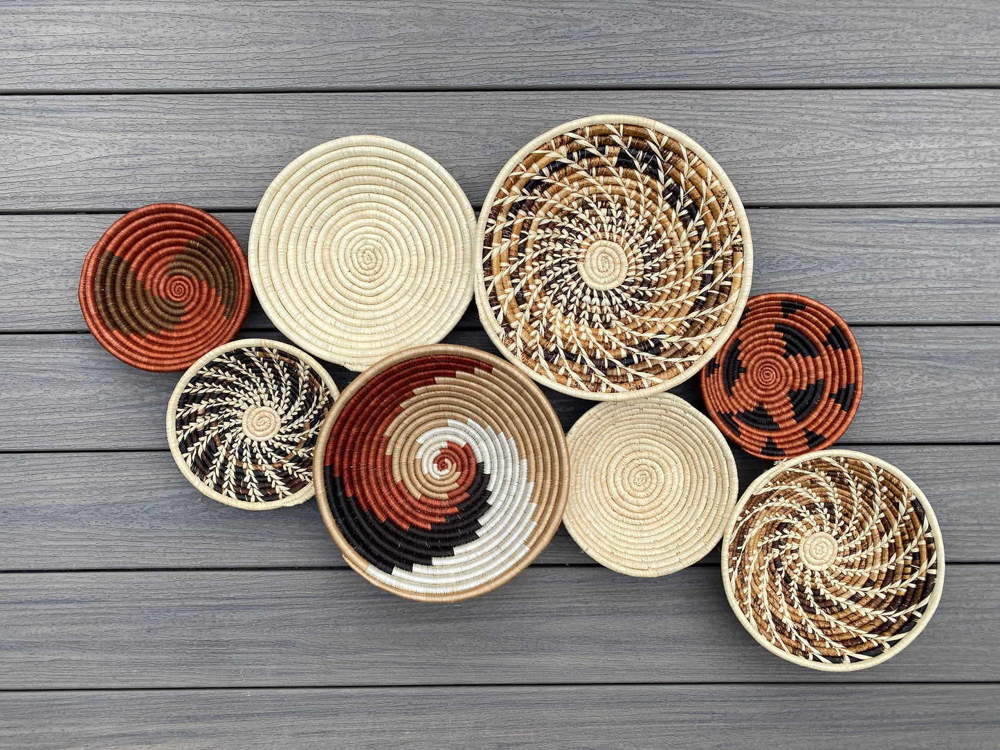 Moon’s Assorted Set of 8 African Baskets 7.5”-12” Wall Baskets Set, Wall hanging decor, African wall basket, Boho wall art 036 5