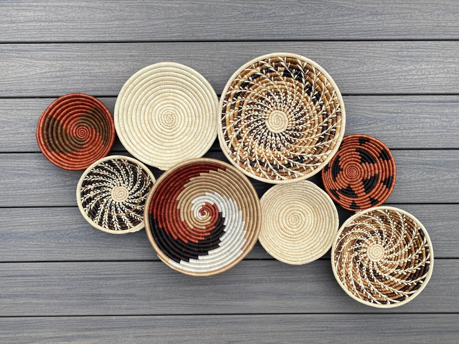 Moon’s Assorted Set of 8 African Baskets 7.5”-12” Wall Baskets Set, Wall hanging decor, African wall basket, Boho wall art 036 5