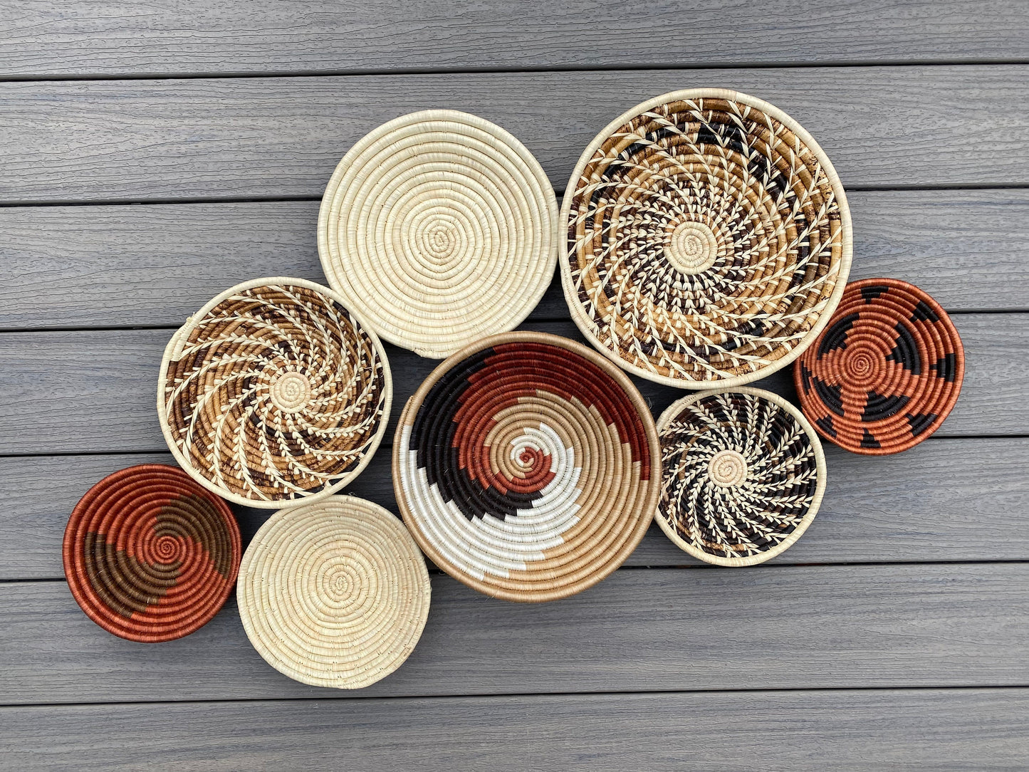 Moon’s Assorted Set of 8 African Baskets 7.5”-12” Wall Baskets Set, Wall hanging decor, African wall basket, Boho wall art 036 1