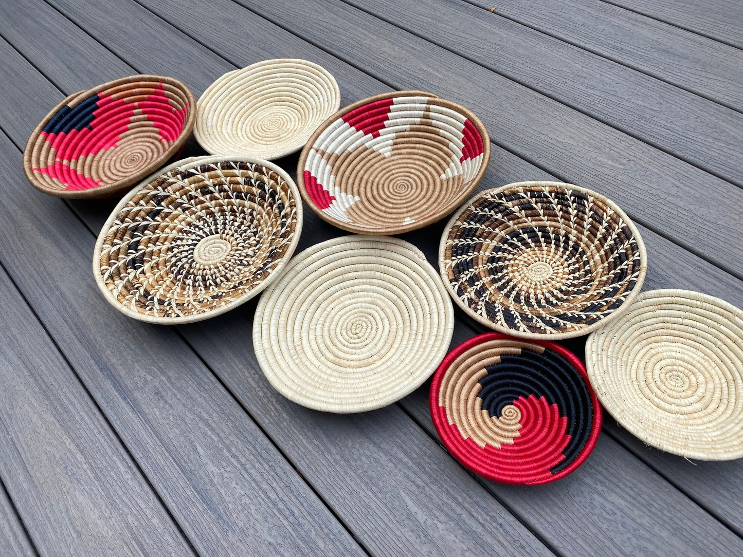 Moon’s Assorted Set of 8 African Baskets 7.5”-12” Wall Baskets Set, Wall hanging decor, African wall basket, Boho wall art 032 2