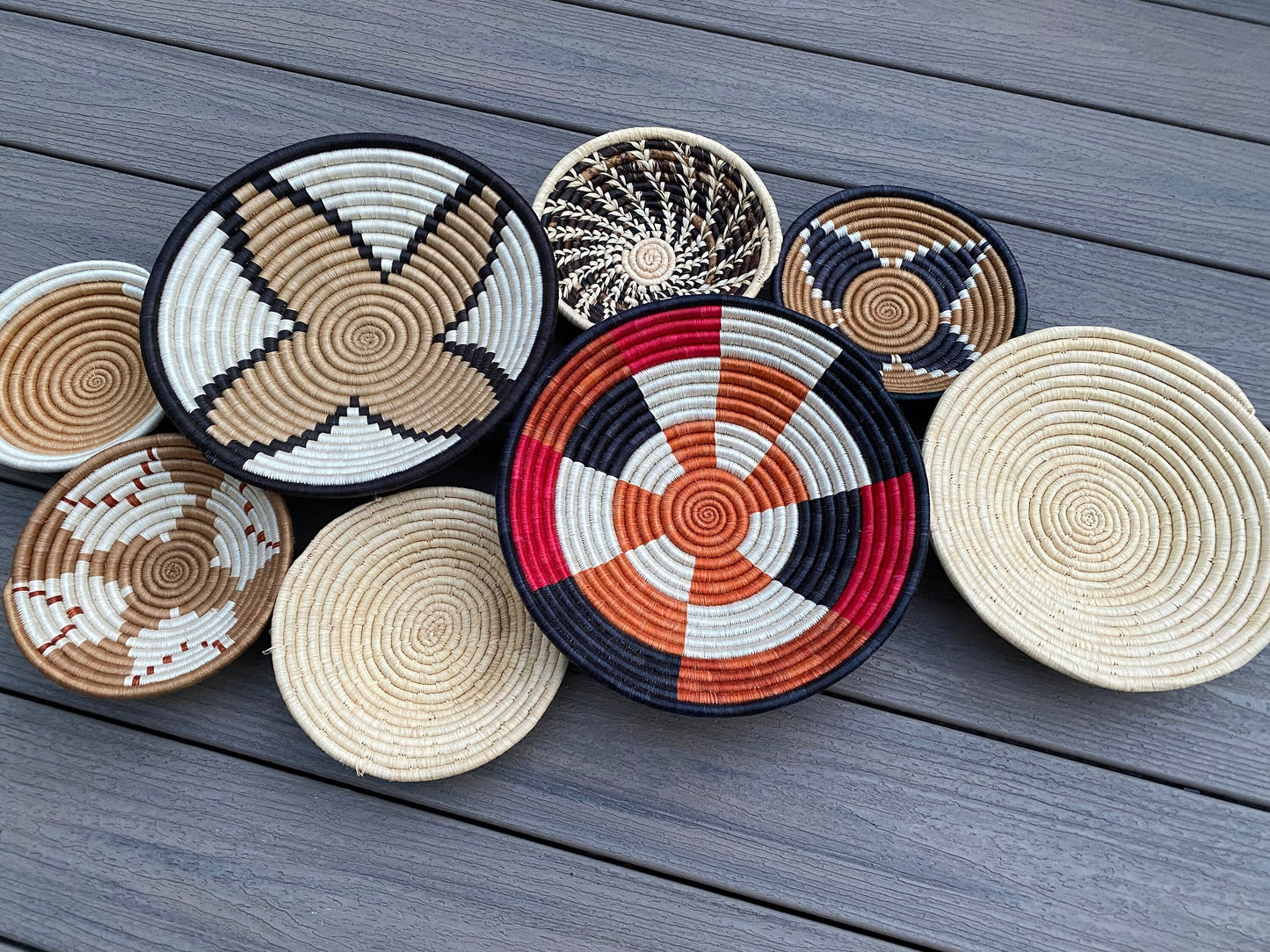 Moon’s Assorted Set of 8 African Baskets 7.5”-12” Wall Baskets Set, Wall hanging decor, African wall basket, Boho wall art 008 1