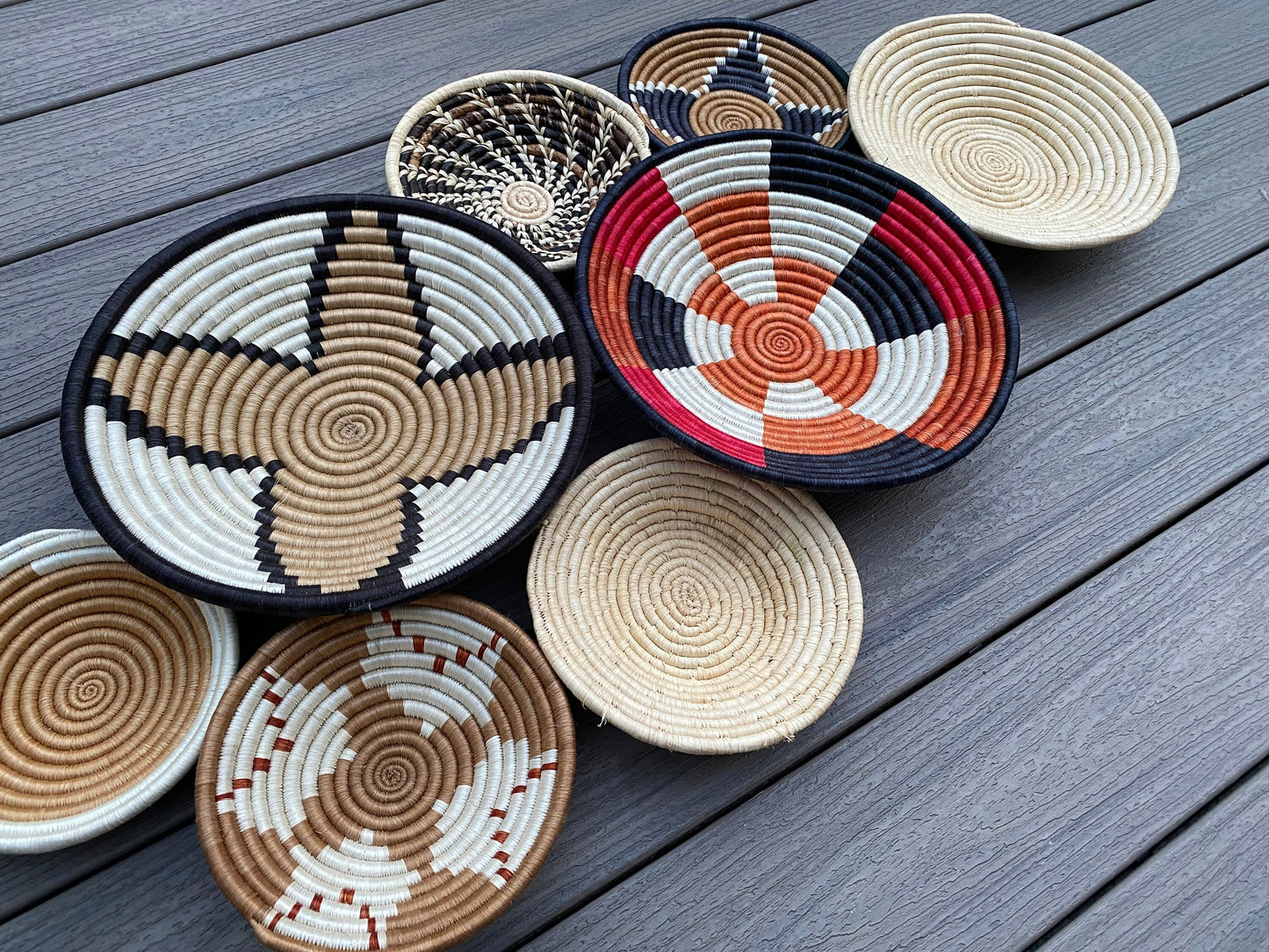 Moon’s Assorted Set of 8 African Baskets 7.5”-12” Wall Baskets Set, Wall hanging decor, African wall basket, Boho wall art 008 2