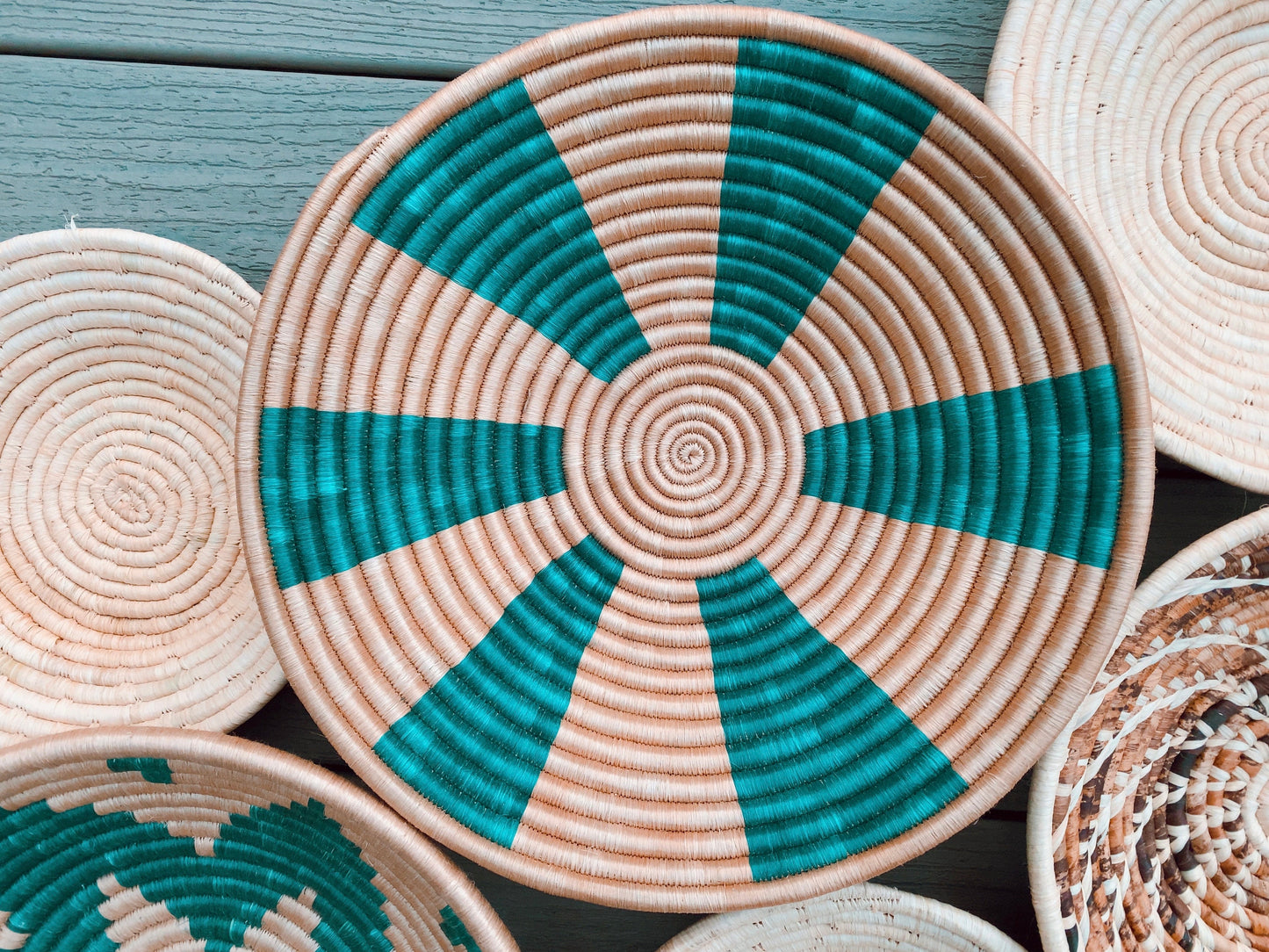 Moon’s Assorted Set of 8 African Baskets 7.5”-12” Wall Baskets Set, Wall hanging decor, African wall basket, Boho wall art 042 2