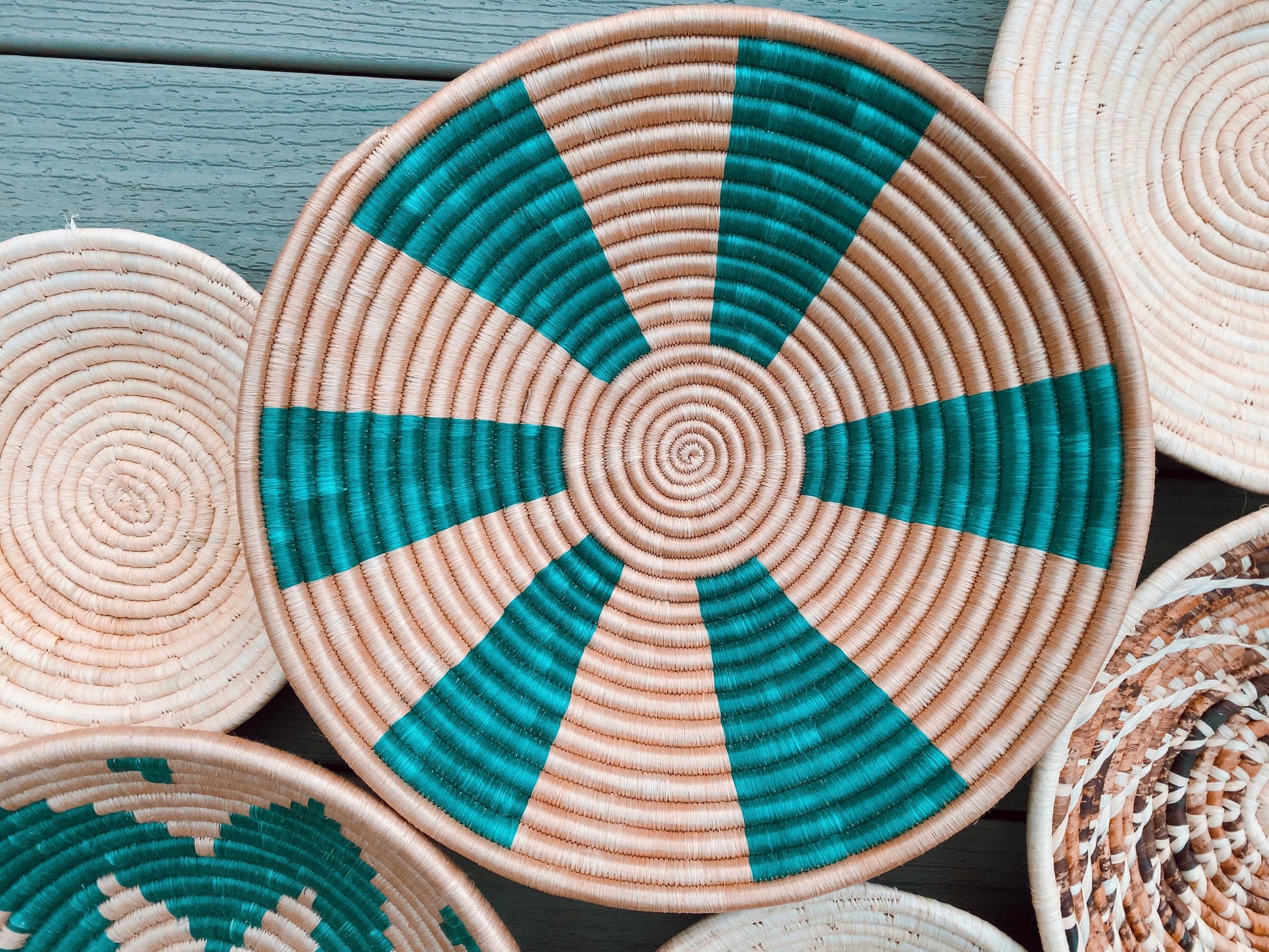 Moon’s Assorted Set of 8 African Baskets 7.5”-12” Wall Baskets Set, Wall hanging decor, African wall basket, Boho wall art 042 2