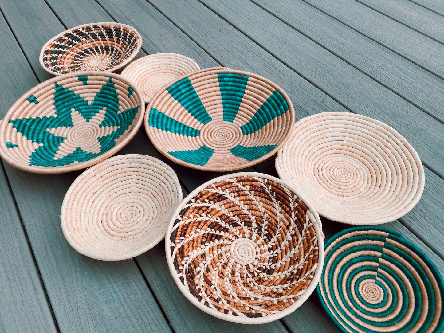 Moon’s Assorted Set of 8 African Baskets 7.5”-12” Wall Baskets Set, Wall hanging decor, African wall basket, Boho wall art 042 5