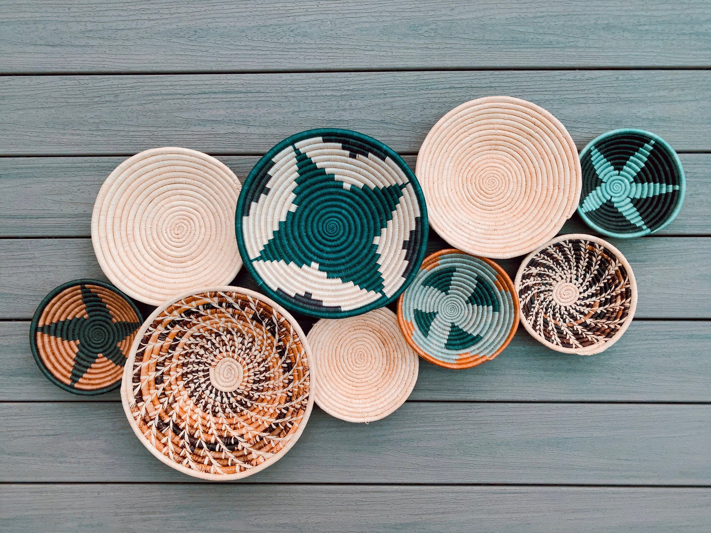 Moon’s Assorted Set of 8 African Baskets 7.5”-12” Wall Baskets Set, Wall hanging decor, African wall basket, Boho wall art 046 1