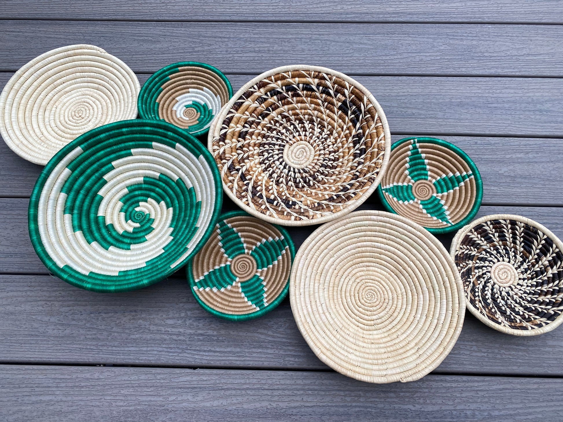 Moon’s Assorted Set of 8 African Baskets 7.5”-12” Wall Baskets Set, Wall hanging decor, African wall basket, Boho wall art 041 1