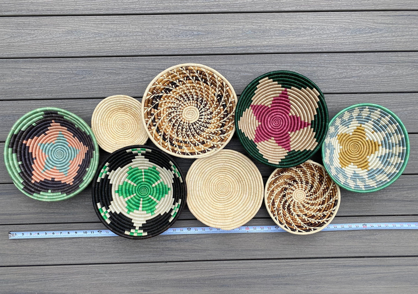 Moon’s Assorted Set of 8 African Baskets 7.5”-12” Wall Baskets Set, Wall hanging decor, African wall basket, Boho wall art 040 3