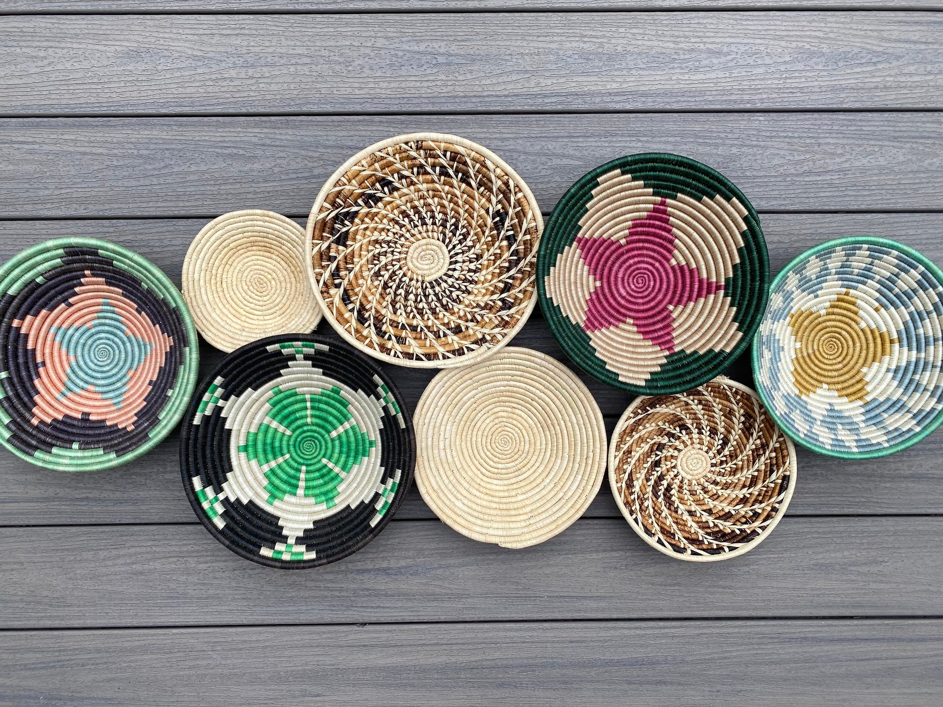 Moon’s Assorted Set of 8 African Baskets 7.5”-12” Wall Baskets Set, Wall hanging decor, African wall basket, Boho wall art 040 1