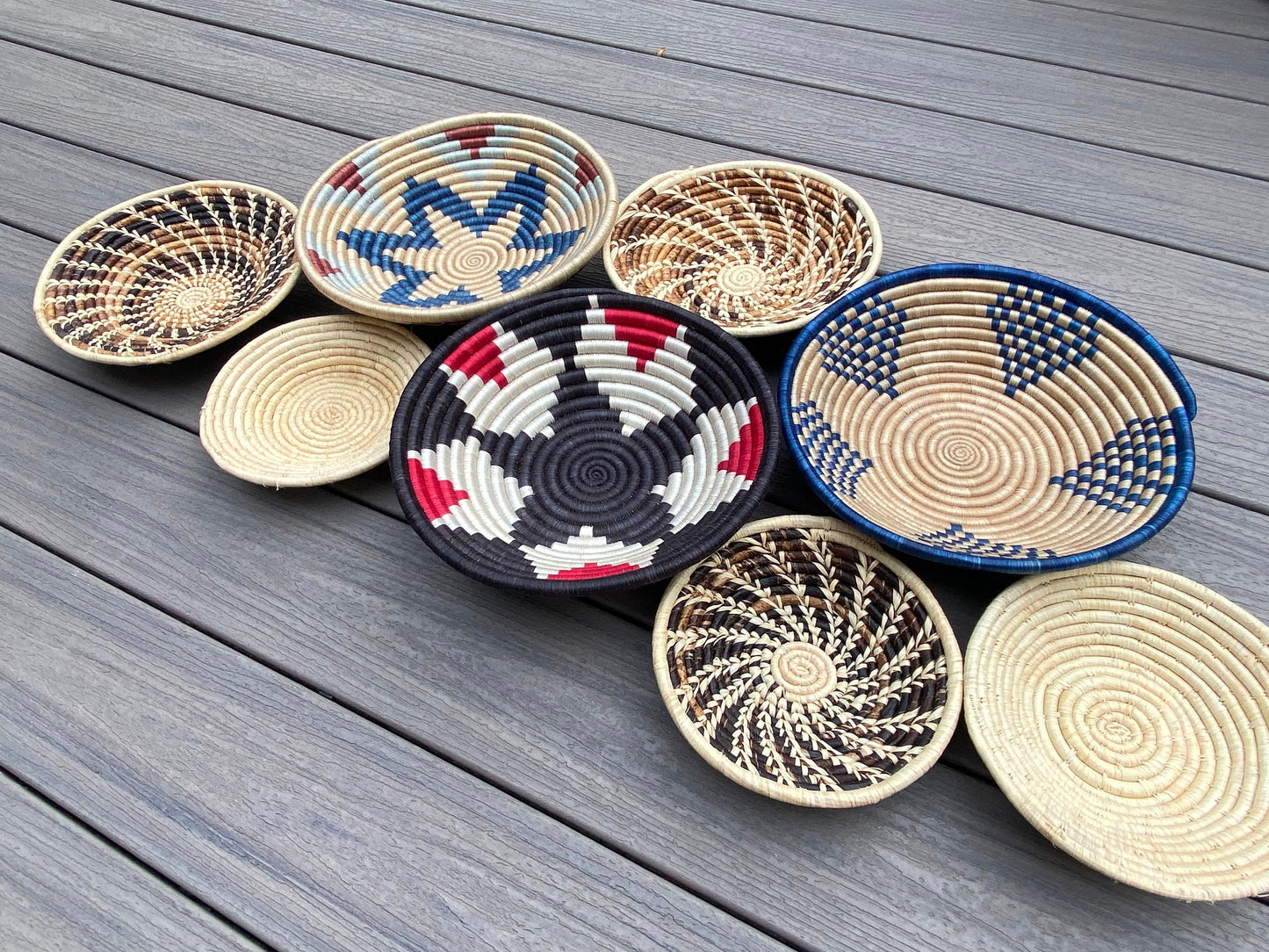 Moon’s Assorted Set of 8 African Baskets 7.5”-12” Wall Baskets Set, Wall hanging decor, African wall basket, Boho wall art 038 2