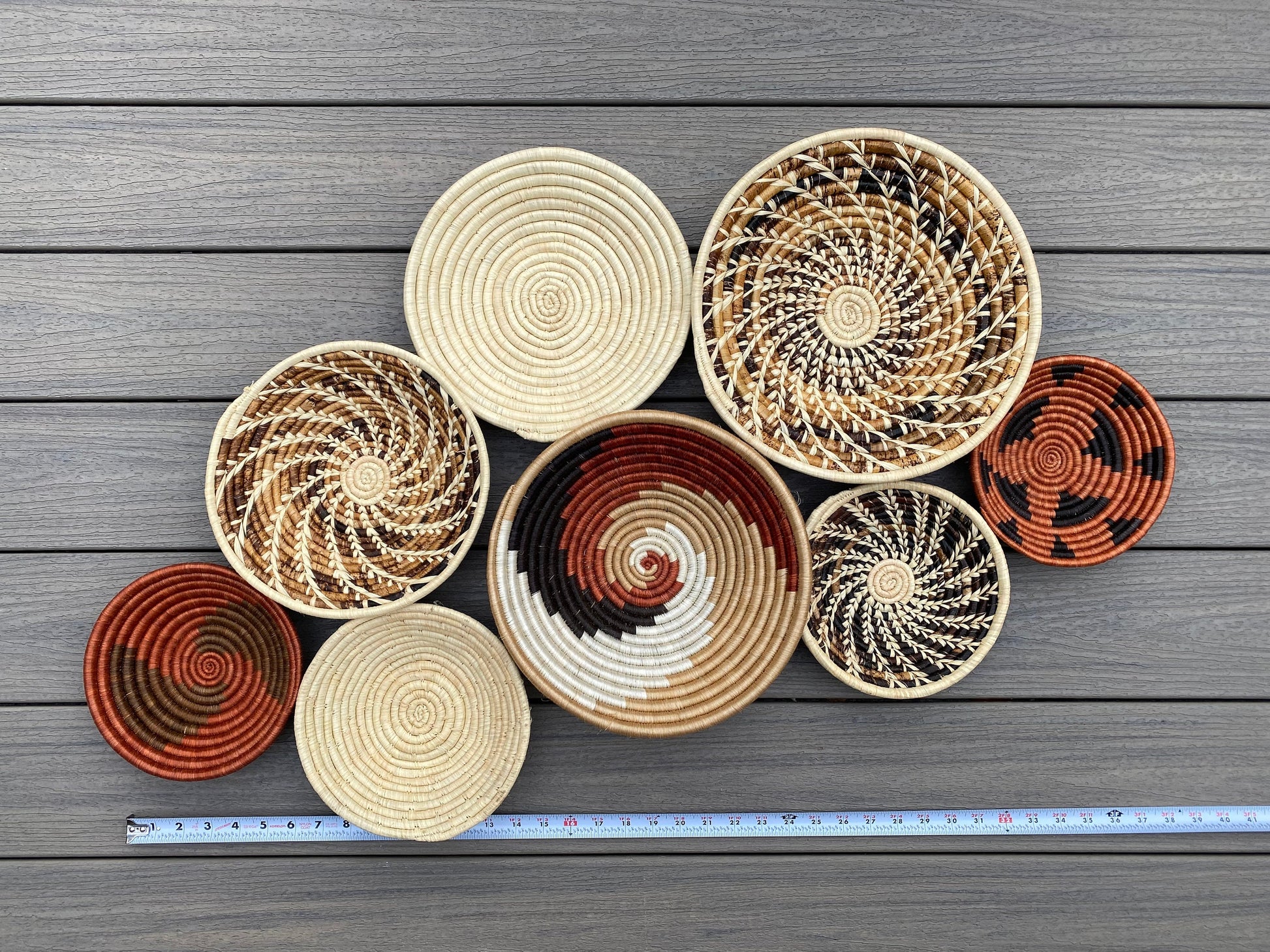 Moon’s Assorted Set of 8 African Baskets 7.5”-12” Wall Baskets Set, Wall hanging decor, African wall basket, Boho wall art 036 4