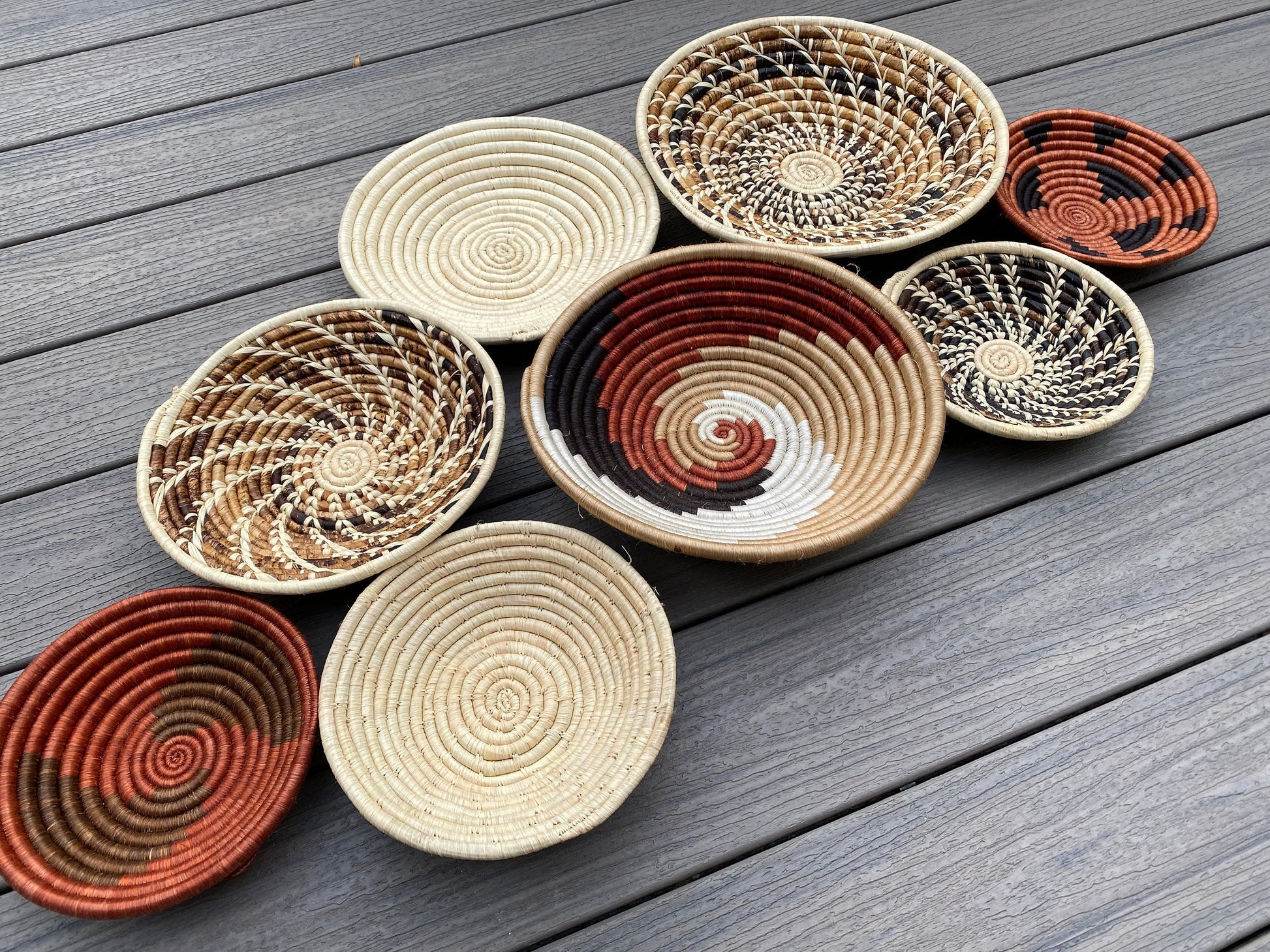 Moon’s Assorted Set of 8 African Baskets 7.5”-12” Wall Baskets Set, Wall hanging decor, African wall basket, Boho wall art 036 2