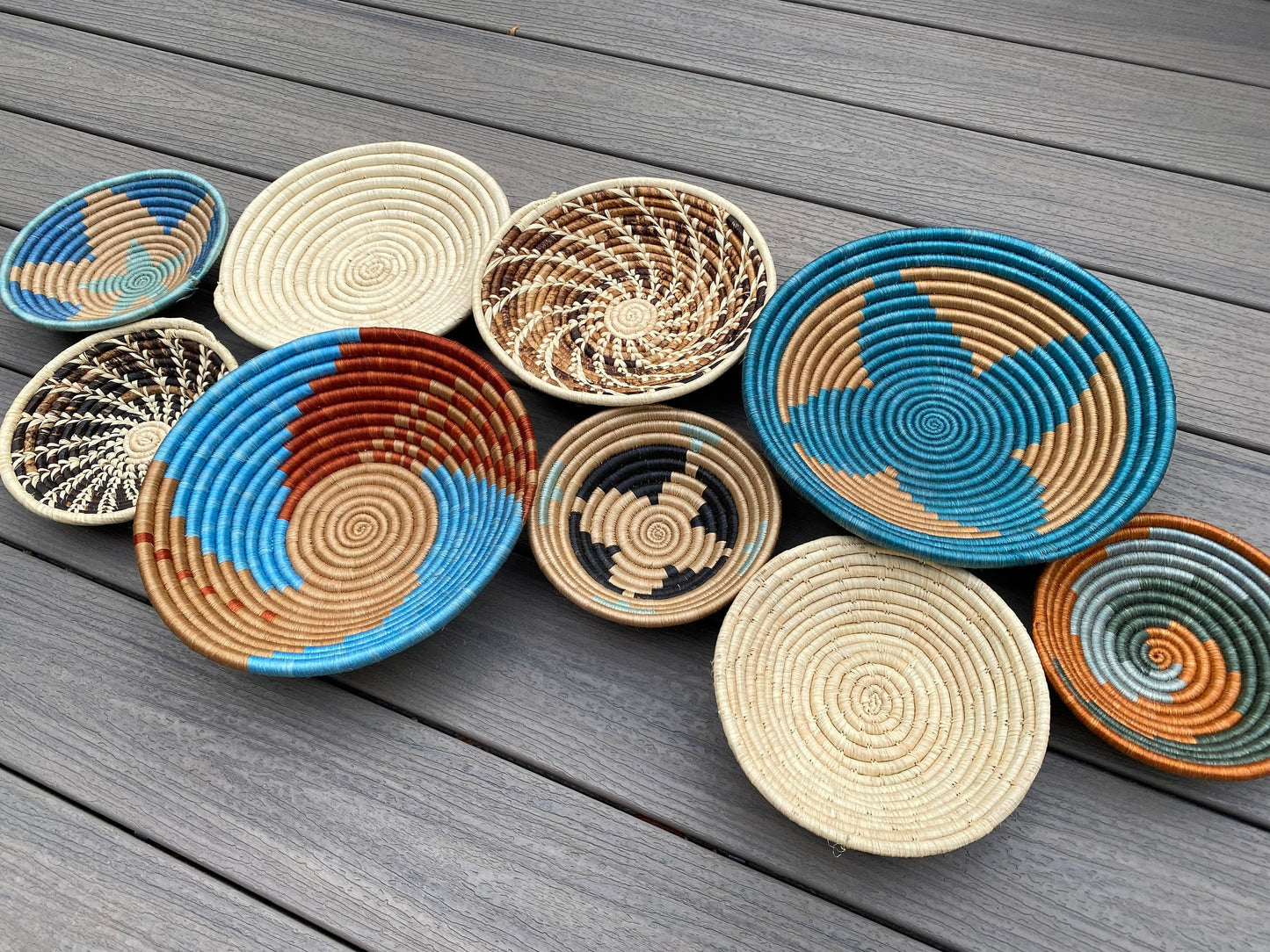 Moon’s Assorted Set of 9 African Baskets 7.5”-12” Wall Baskets Set, Wall hanging decor, African wall basket, Boho wall art 034 2