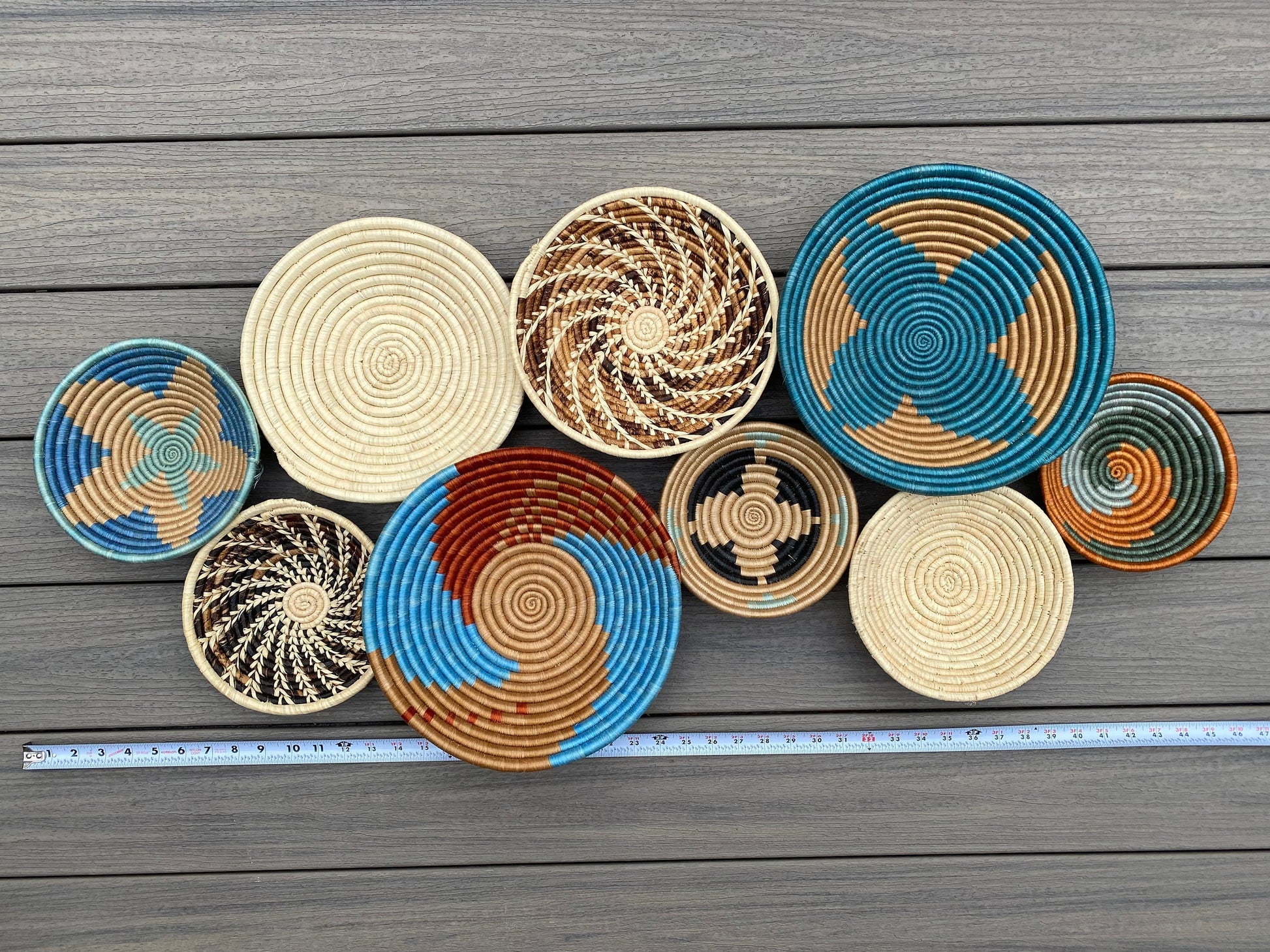 Moon’s Assorted Set of 9 African Baskets 7.5”-12” Wall Baskets Set, Wall hanging decor, African wall basket, Boho wall art 034 3