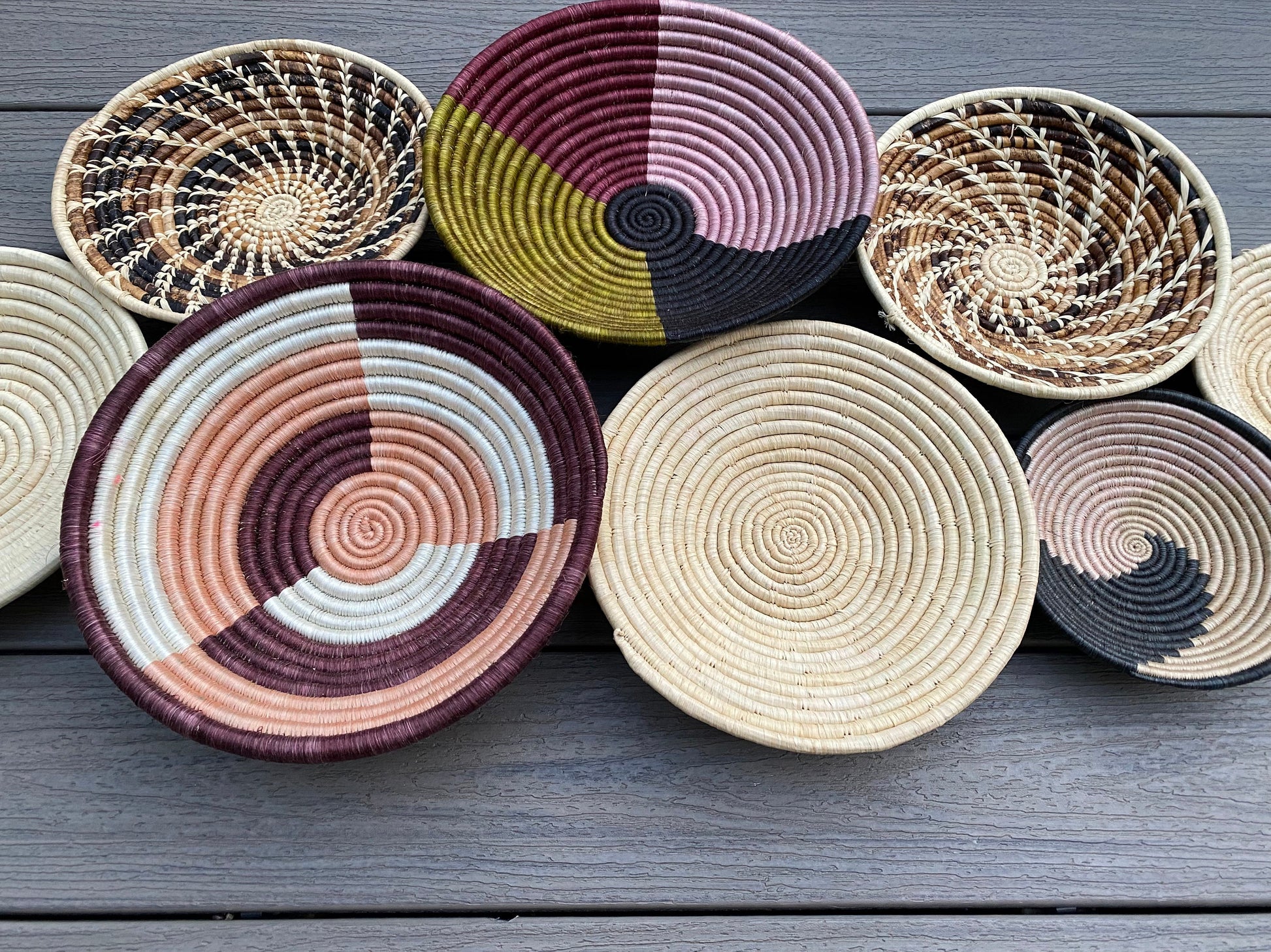 Moon’s Assorted Set of 8 African Baskets 7.5”-12” Wall Baskets Set, Wall hanging decor, African wall basket, Boho wall art 009 3