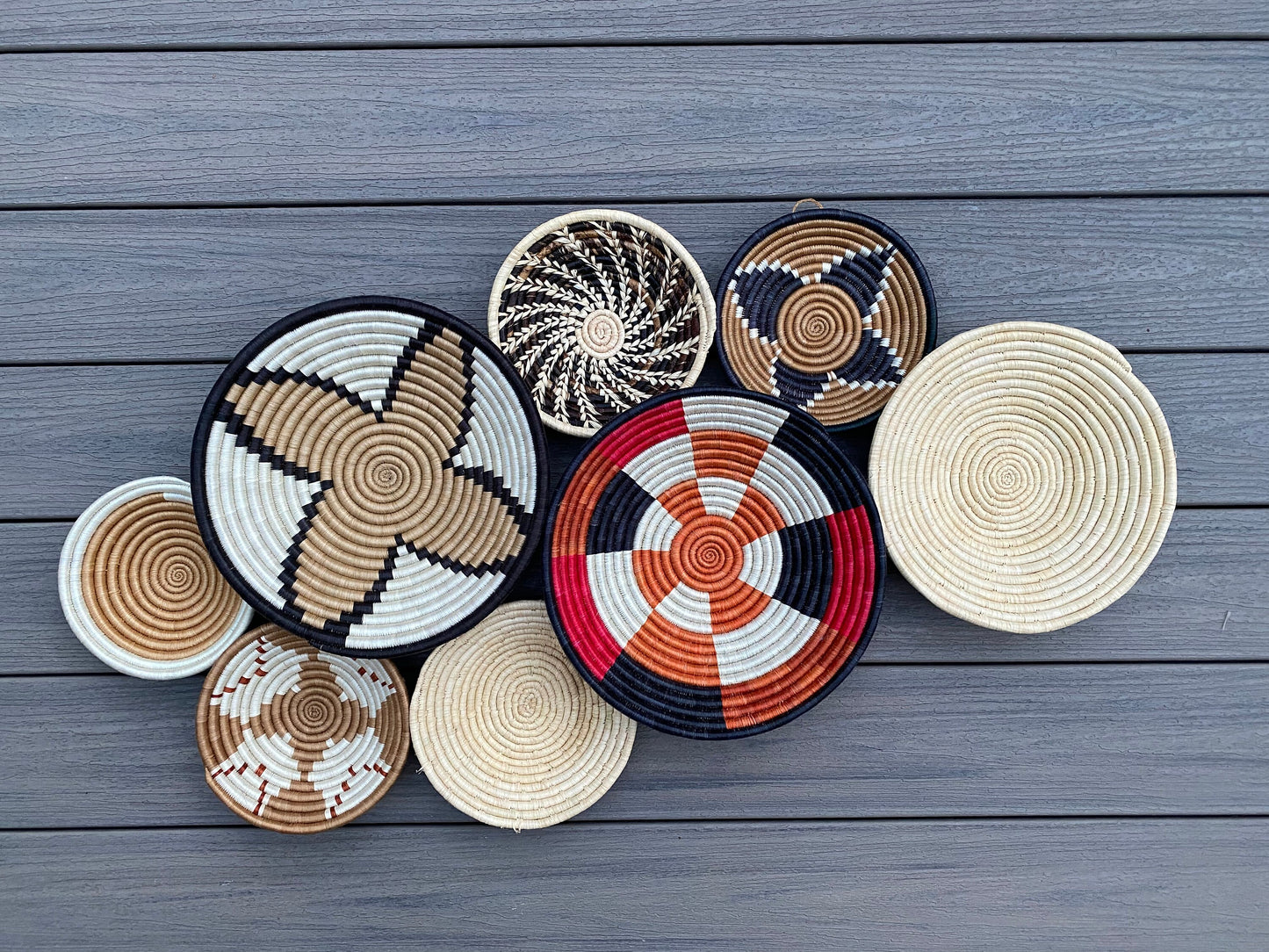 Moon’s Assorted Set of 8 African Baskets 7.5”-12” Wall Baskets Set, Wall hanging decor, African wall basket, Boho wall art 008 5