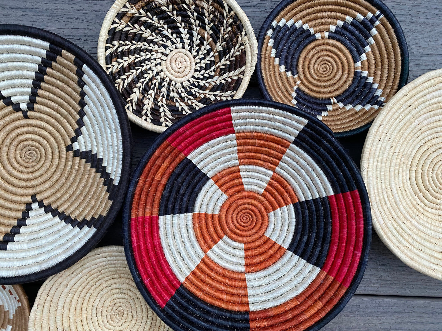 Moon’s Assorted Set of 8 African Baskets 7.5”-12” Wall Baskets Set, Wall hanging decor, African wall basket, Boho wall art 008 3