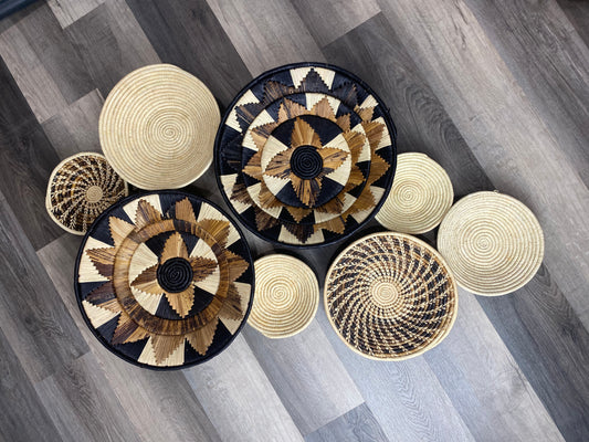 Moon’s Assorted  African Baskets 7.5”-12” Wall Baskets Set, Wall hanging decor, African wall basket