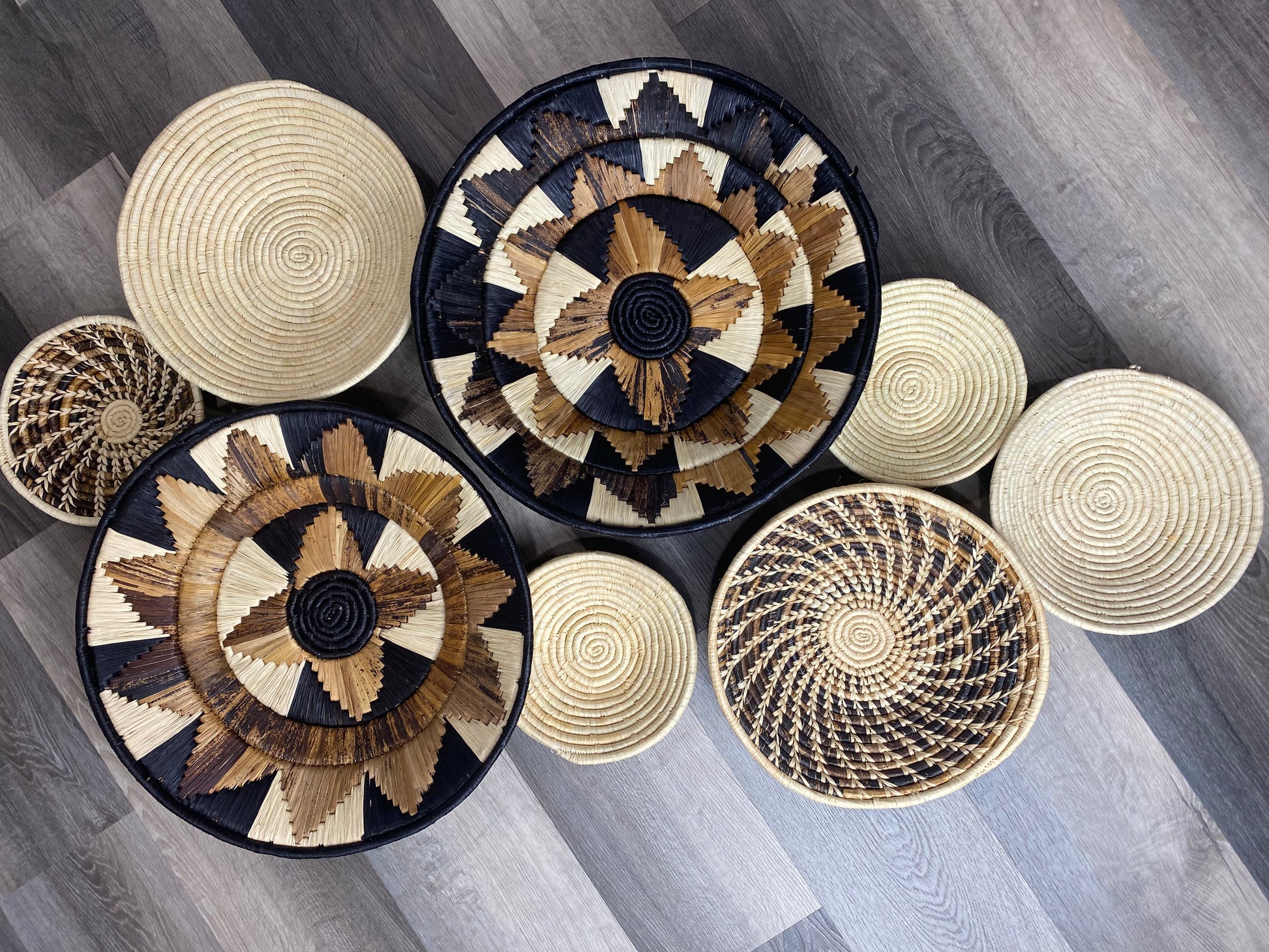 Moon’s Assorted  African Baskets 7.5”-12” Wall Baskets Set, Wall hanging decor, African wall basket 1