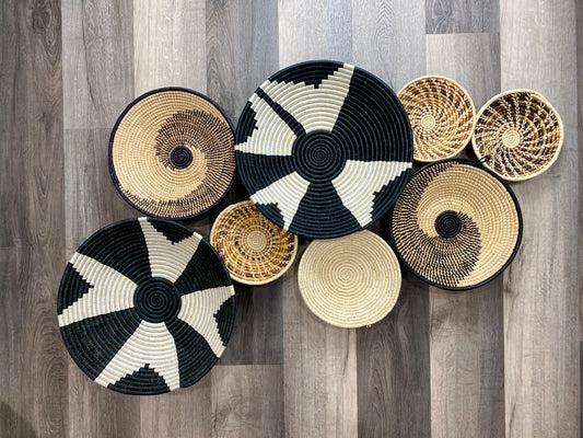 Moon’s Set of 8 African Baskets 7.5”-16” Wall Baskets Set, Wall hanging decor, African wall basket, Boho wall art 