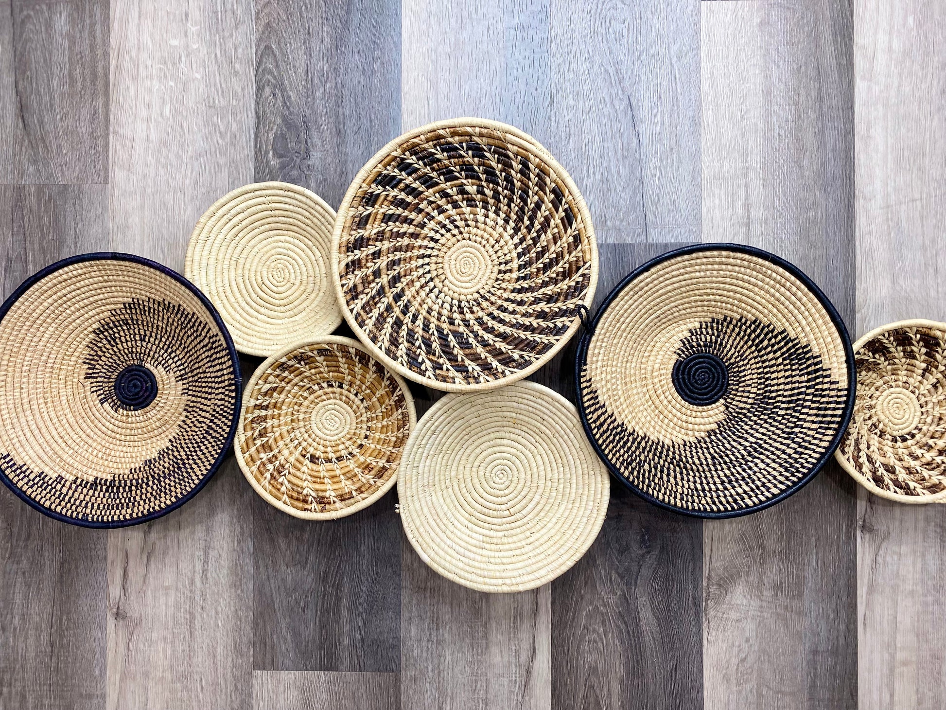 Moon’s Set of 7 African Baskets 7.5”-12” Wall Baskets Set, Wall hanging decor, African wall basket, Boho wall art 2