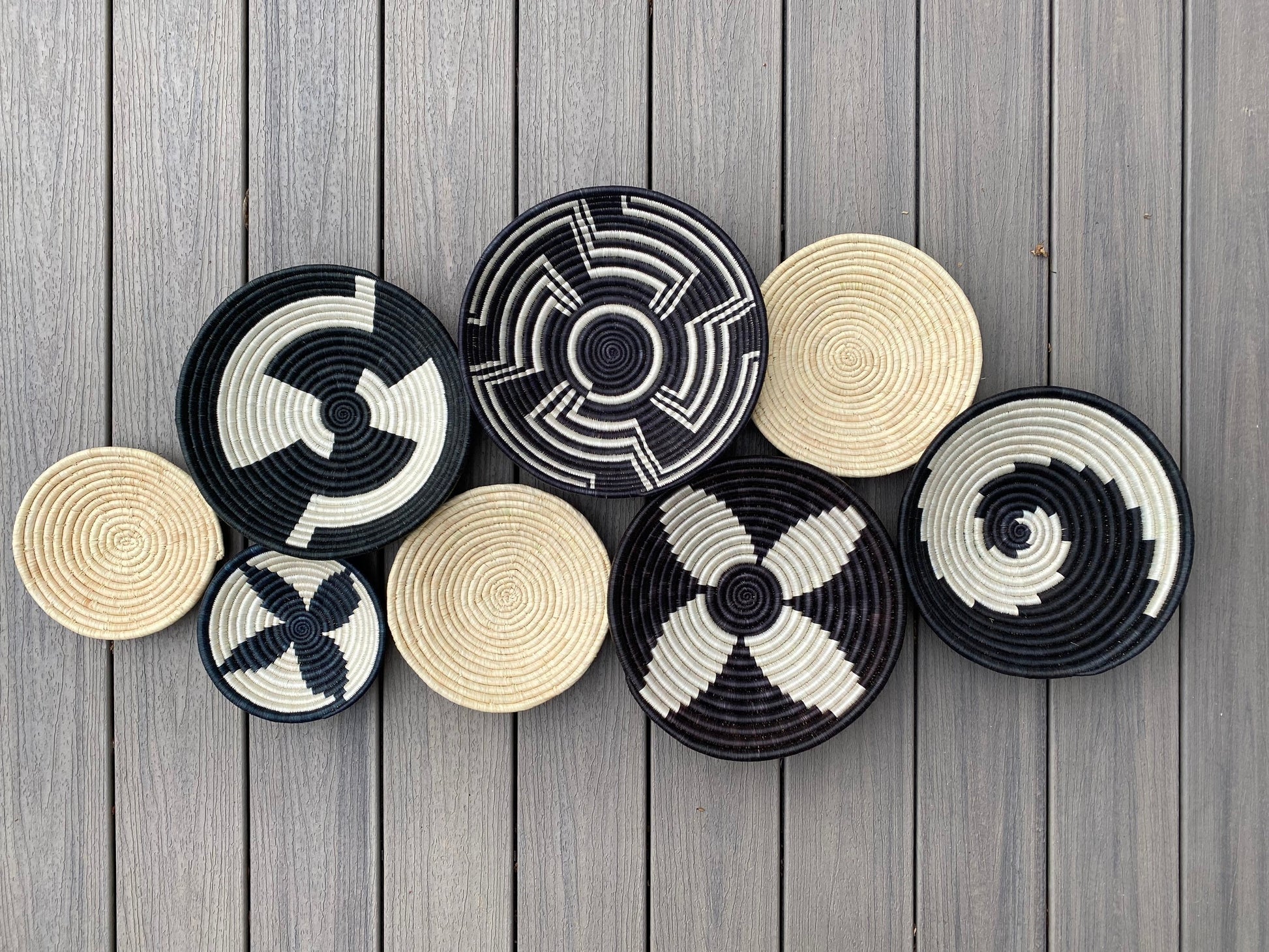 Moon’s Assorted Set of 8 African Baskets 7.5”-12” Wall Baskets Set, Wall hanging decor, African wall basket, Boho wall art 099 2