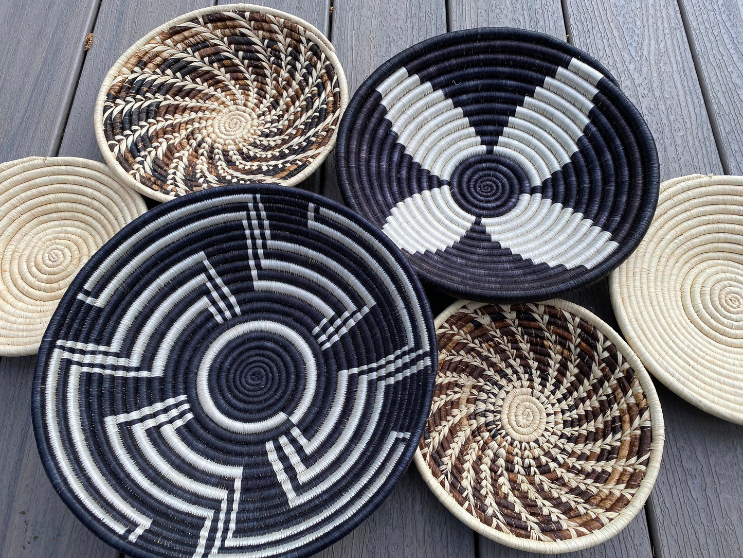 Moon’s Assorted Set of 6 African Baskets 7.5”-12” Wall Baskets Set, Wall hanging decor, African wall basket, Boho wall art 072  4