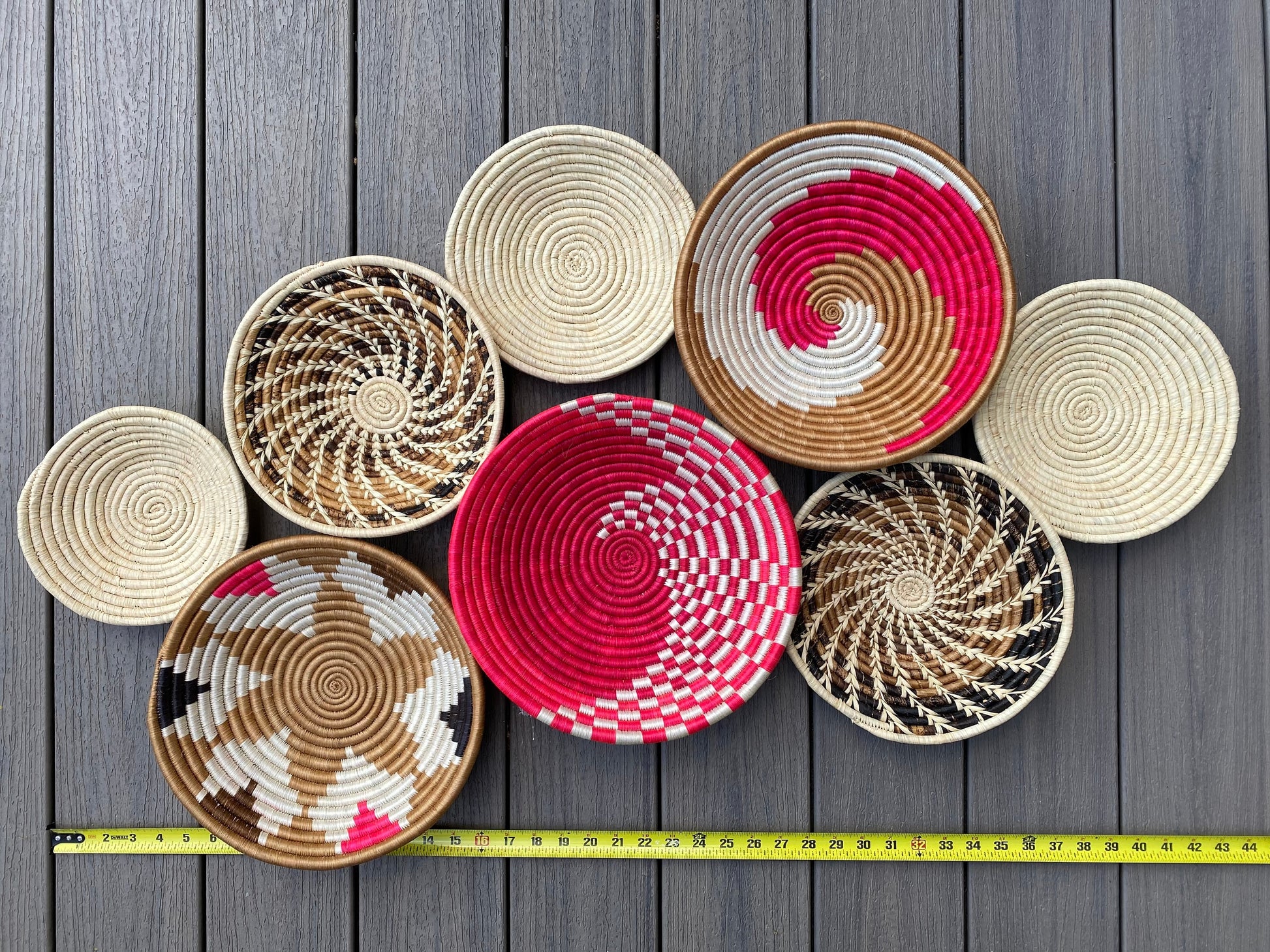 Moon’s Unique Set of 8 African Baskets 7.5”-12” Wall Baskets Set, Wall hanging decor, African wall basket, Boho wall art 079 4