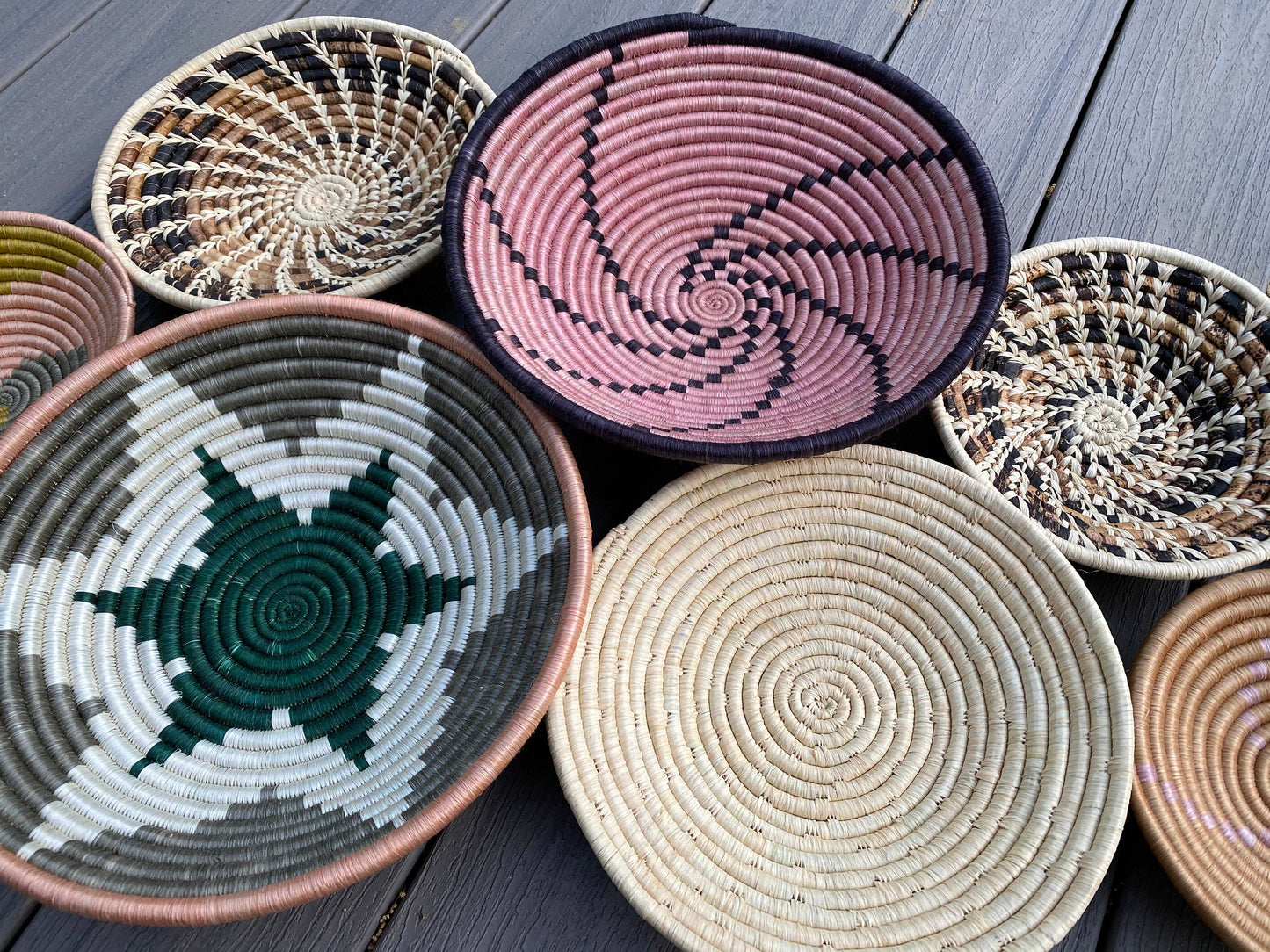 Moon’s Unique Set of 8 African Baskets 7.5”-12” Wall Baskets Set, Wall hanging decor, African wall basket, Boho wall art 075 4