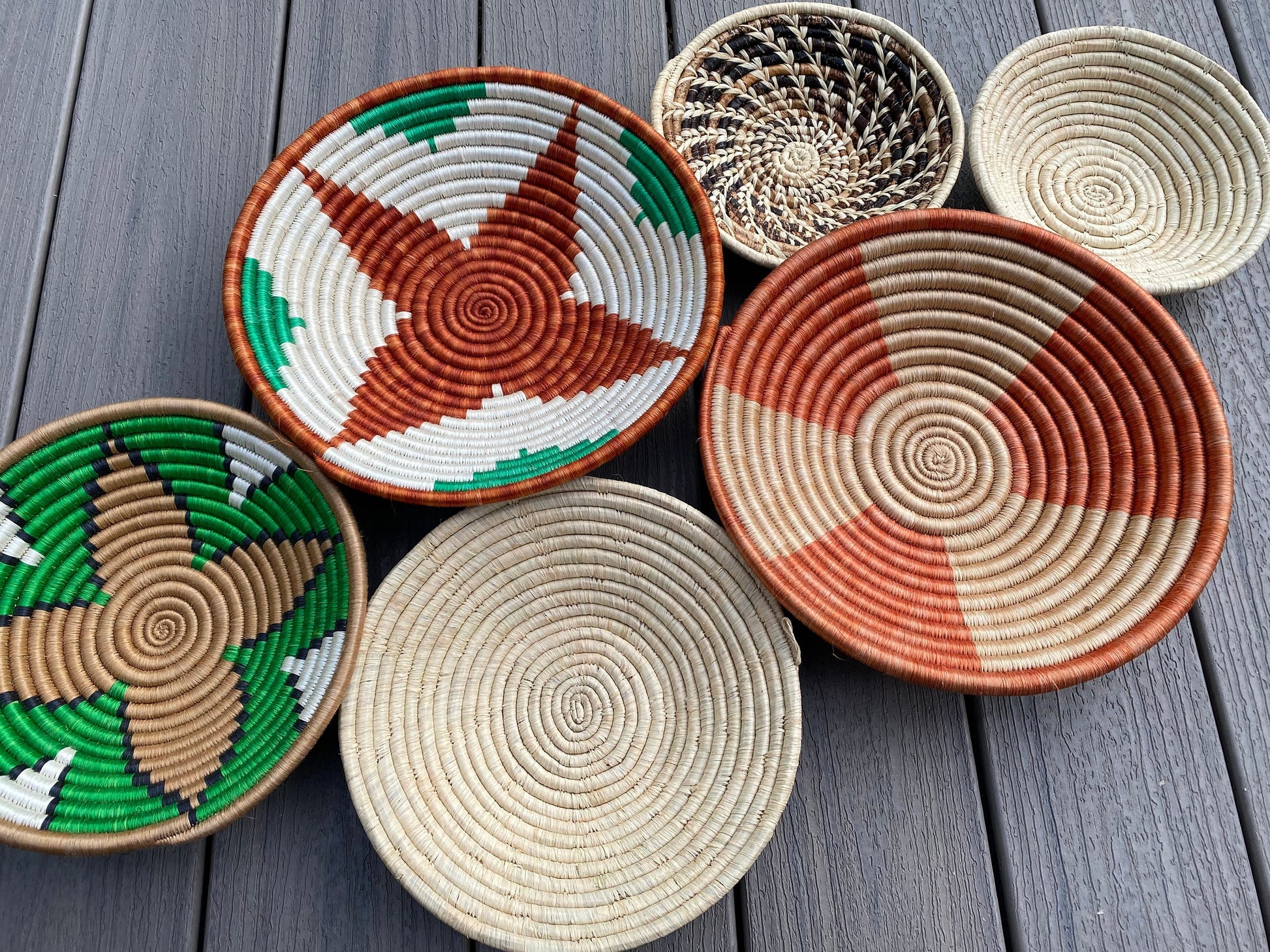 Moon’s Assorted Set of 6 African Baskets 7.5”-12” Wall Baskets Set, Wall hanging decor, African wall basket, Boho wall art 068 2