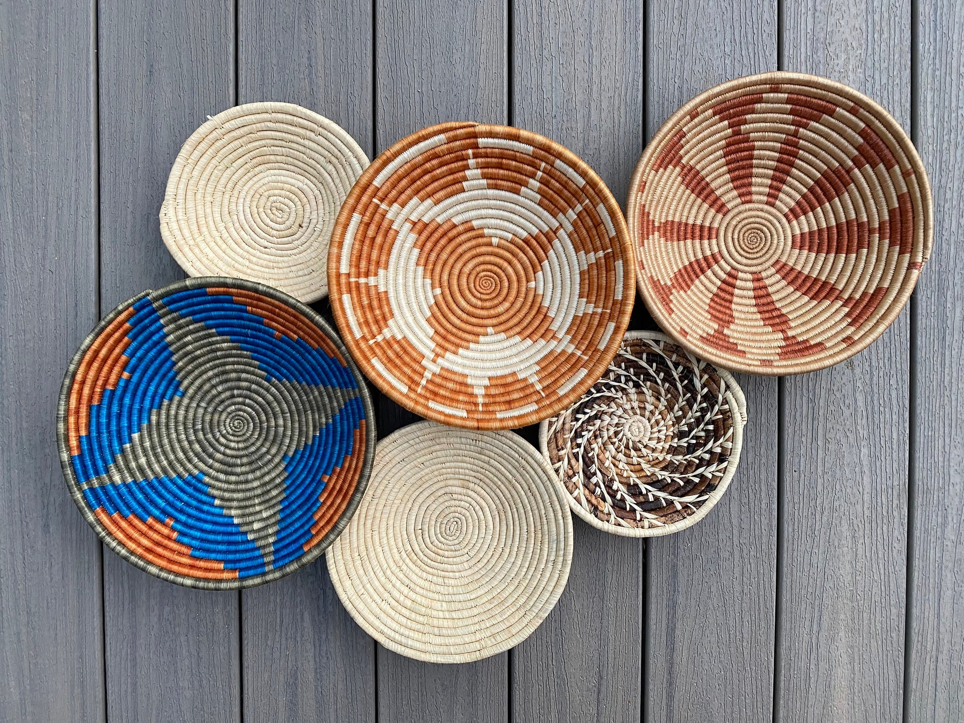 Moon’s Assorted Set of 6 African Baskets 7.5”-12” Wall Baskets Set, Wall hanging decor, African wall basket, Boho wall art 2