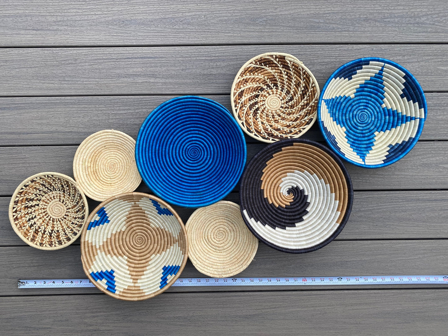 Moon’s Assorted Set of 8 African Baskets 7.5”-12” Wall Baskets Set, Wall hanging decor, African wall basket, Boho wall art 045 3