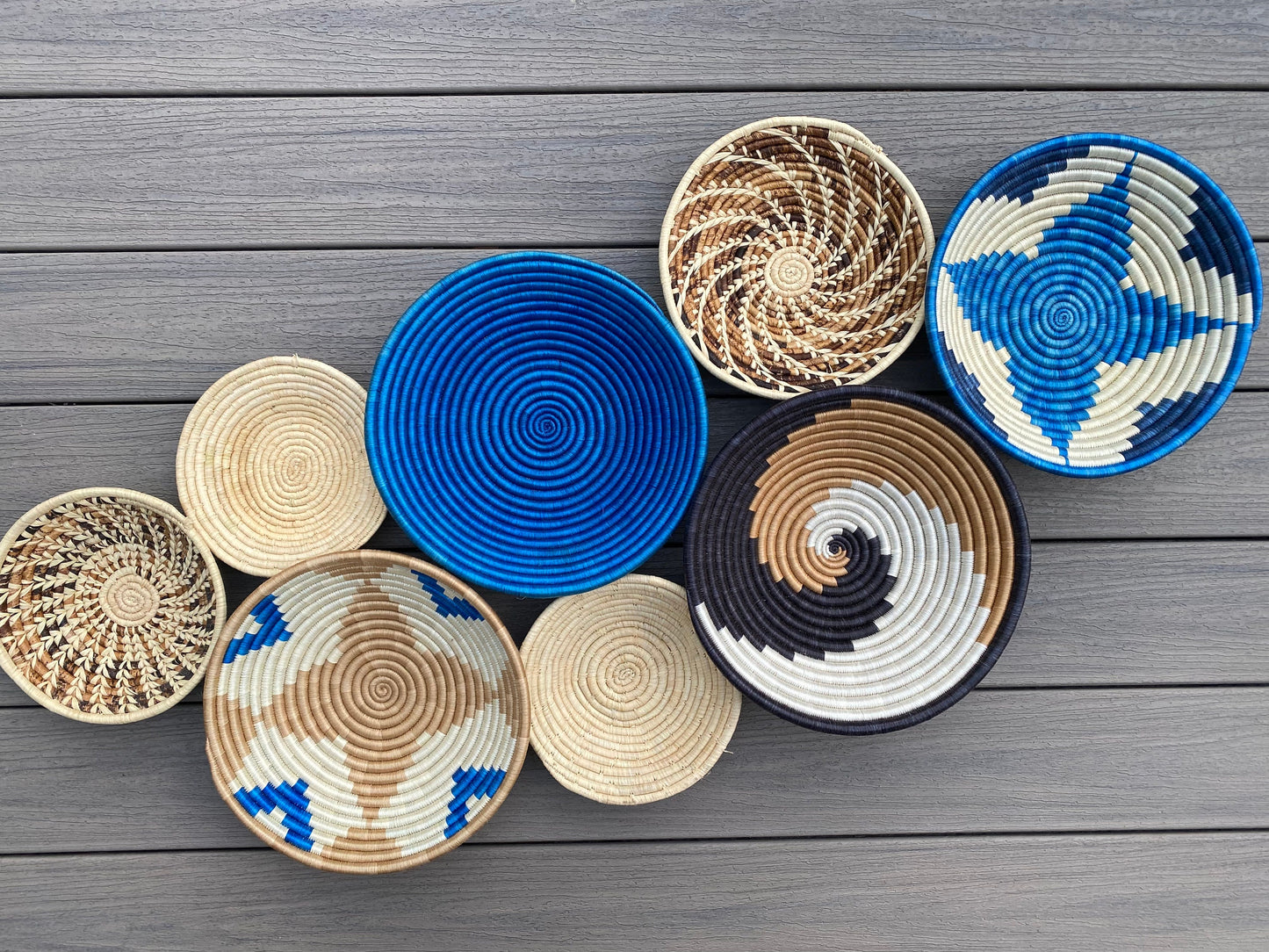 Moon’s Assorted Set of 8 African Baskets 7.5”-12” Wall Baskets Set, Wall hanging decor, African wall basket, Boho wall art 045 2