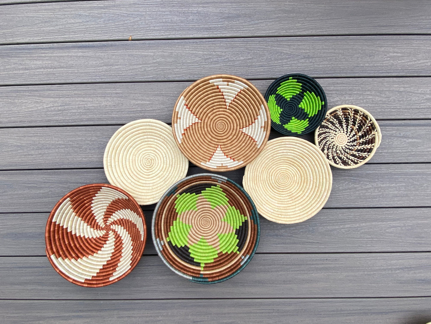Moon’s Assorted Set of 7 African Baskets 7.5”-12” Wall Baskets Set, Wall hanging decor, African wall basket, Boho wall art 037 2