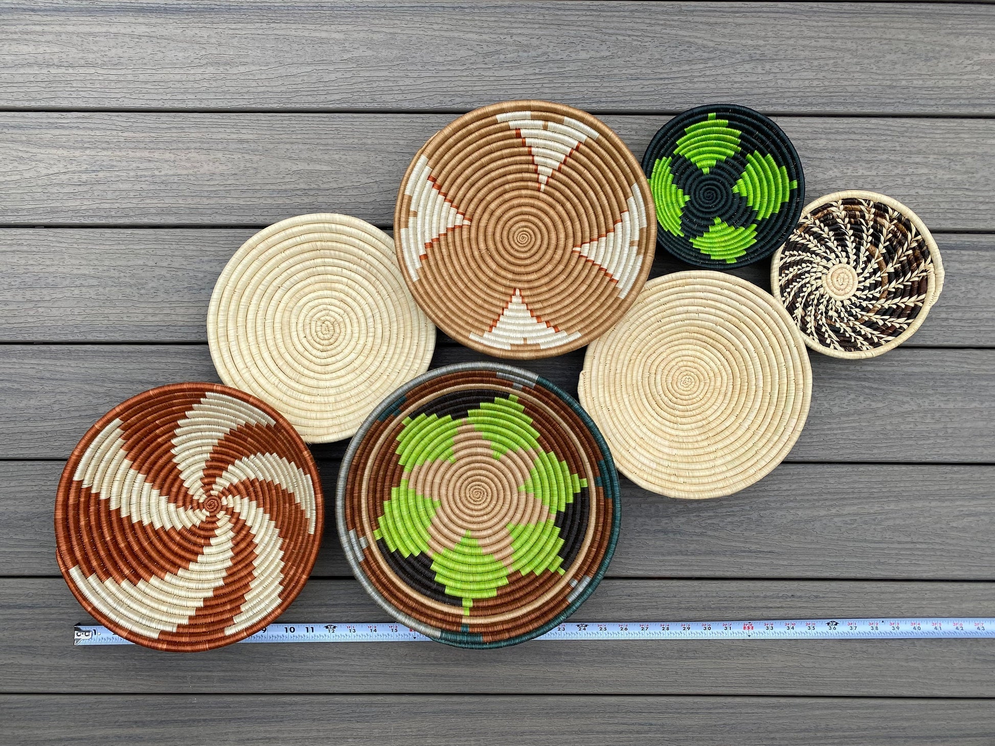 Moon’s Assorted Set of 7 African Baskets 7.5”-12” Wall Baskets Set, Wall hanging decor, African wall basket, Boho wall art 037 5