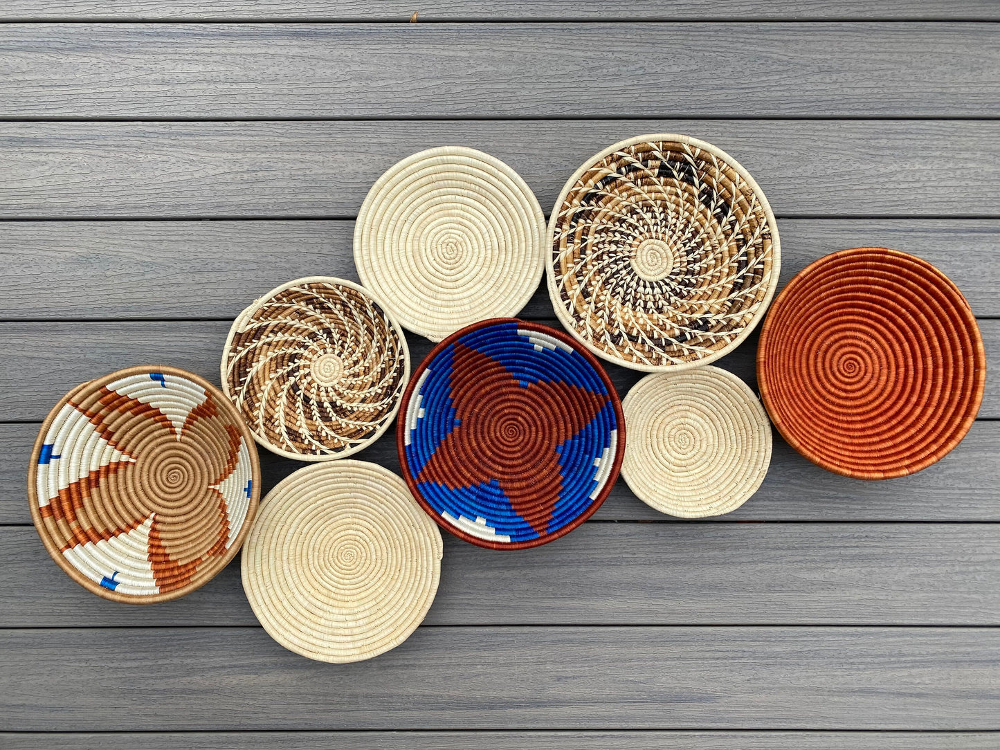 Moon’s Assorted Set of 8 African Baskets 7.5”-12” Wall Baskets Set, Wall hanging decor, African wall basket, Boho wall art 035 3