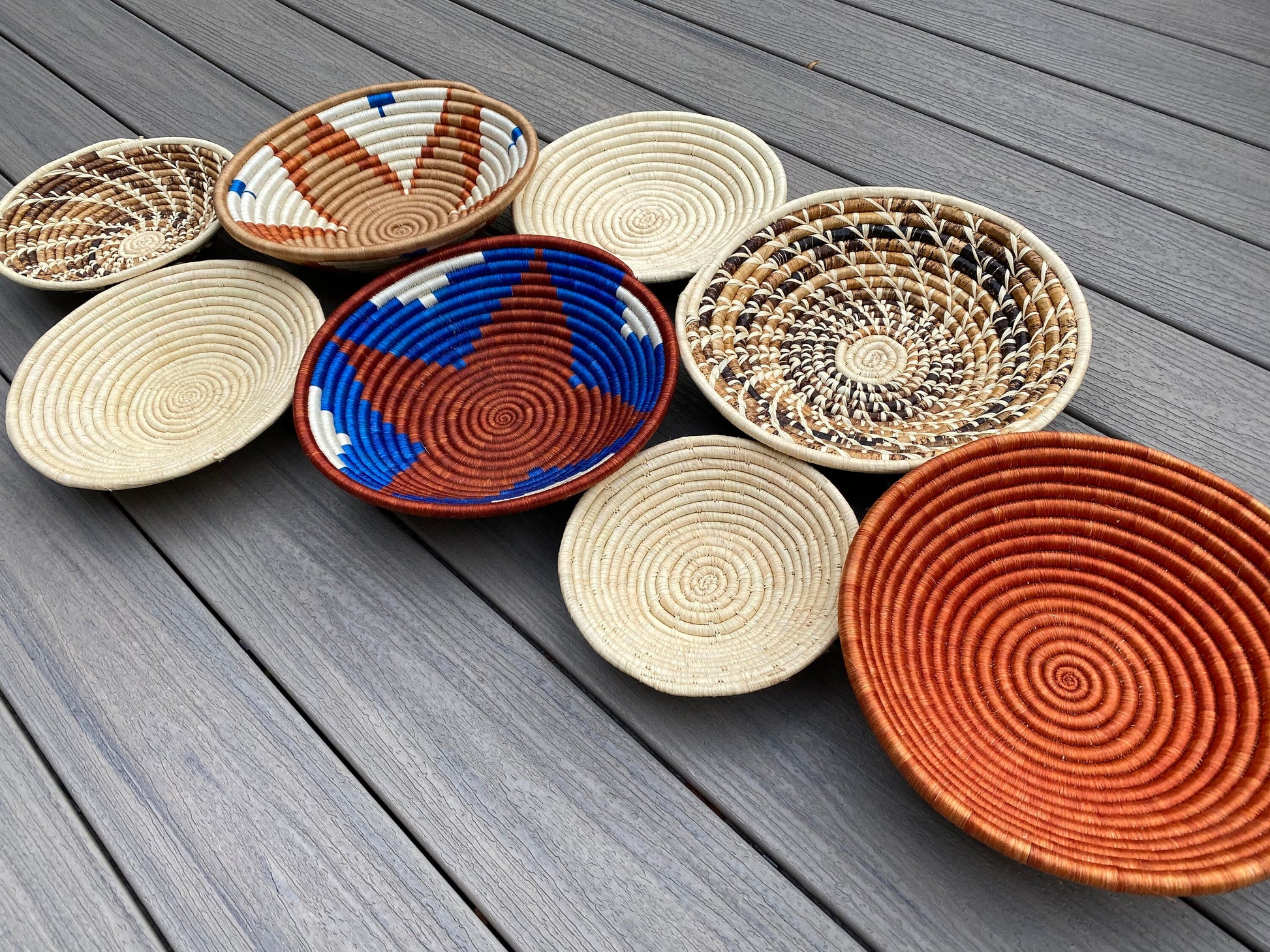 Moon’s Assorted Set of 8 African Baskets 7.5”-12” Wall Baskets Set, Wall hanging decor, African wall basket, Boho wall art 035 1