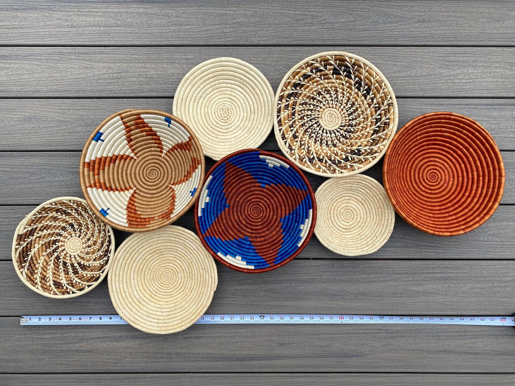 Moon’s Assorted Set of 8 African Baskets 7.5”-12” Wall Baskets Set, Wall hanging decor, African wall basket, Boho wall art 035 2