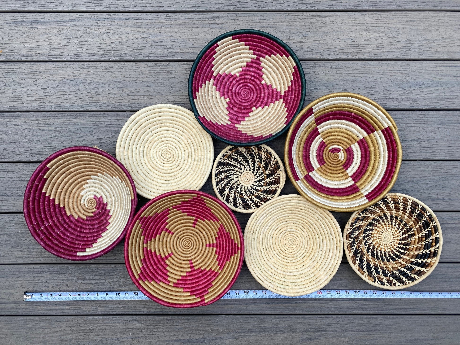 Moon’s Assorted Set of 8 African Baskets 7.5”-12” Wall Baskets Set, Wall hanging decor, African wall basket, Boho wall art 030 4