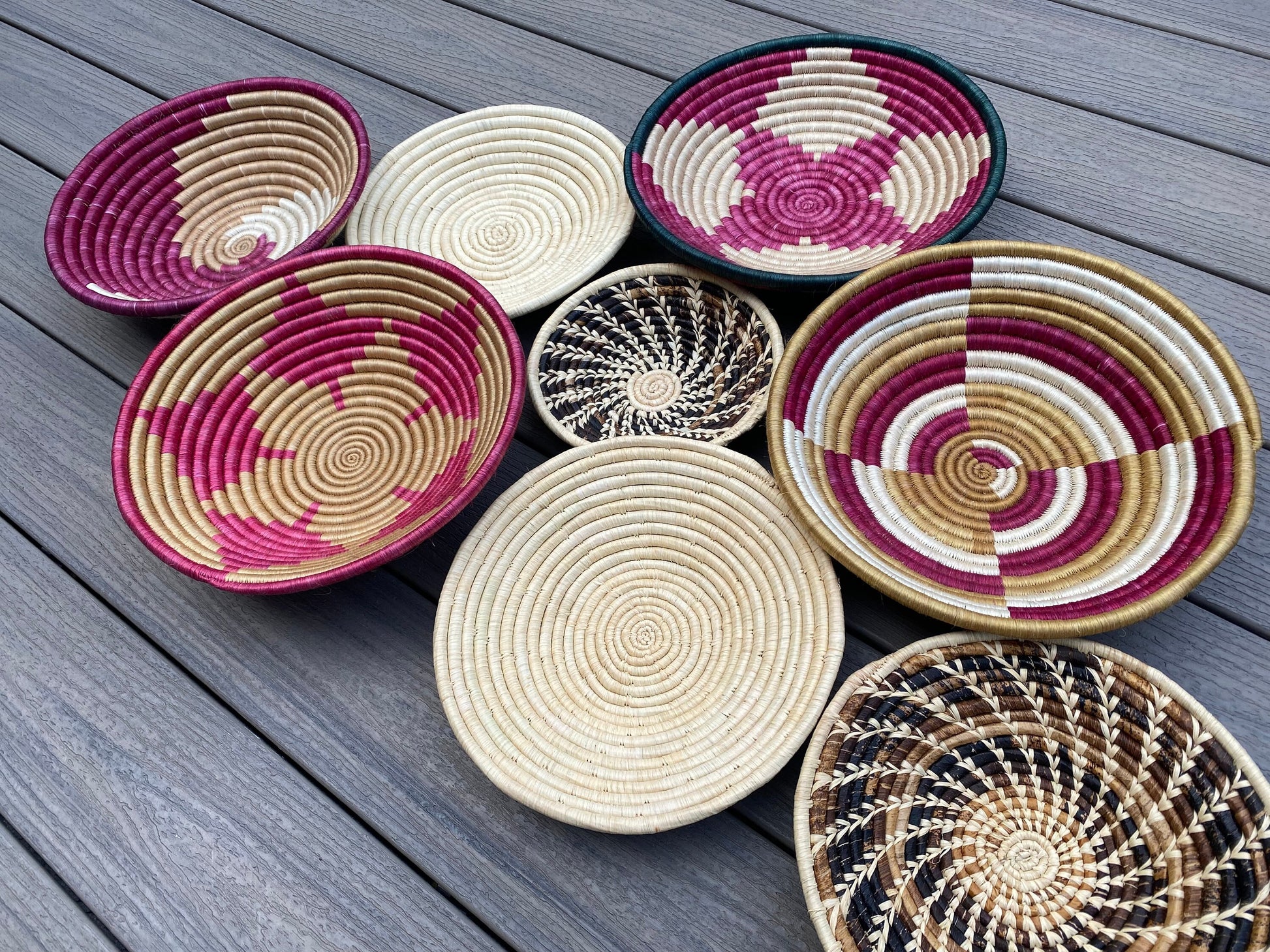 Moon’s Assorted Set of 8 African Baskets 7.5”-12” Wall Baskets Set, Wall hanging decor, African wall basket, Boho wall art 030 3